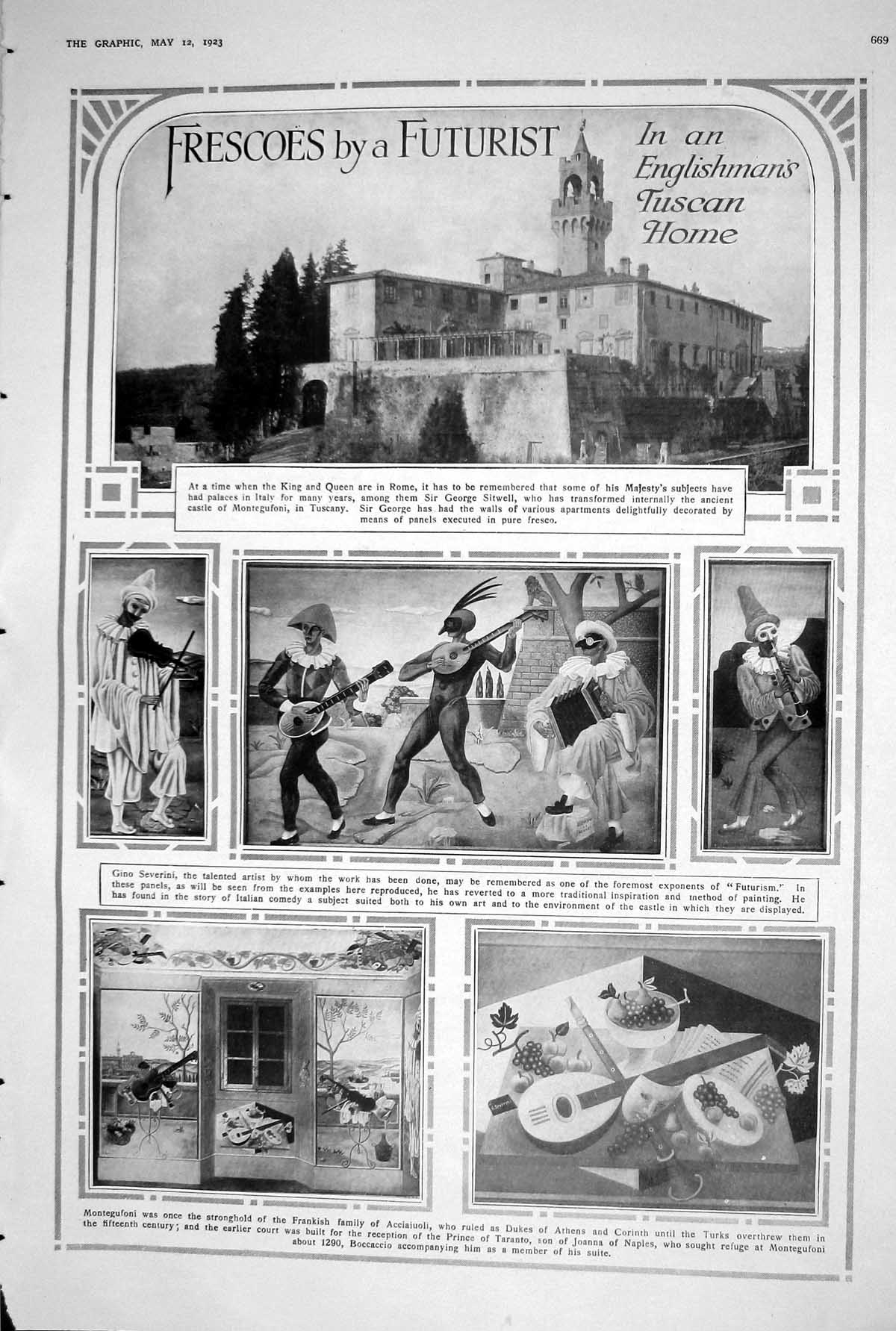 Old 1923 Frescoes Futurist Tuscan Home Wintringham Stern Belloc Sturt 20th