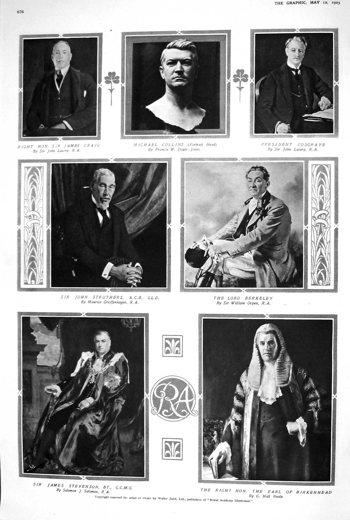 Old 1923 Portraits Lord Berkeley Struthers Craig Collins Earl Birkenh 20th
