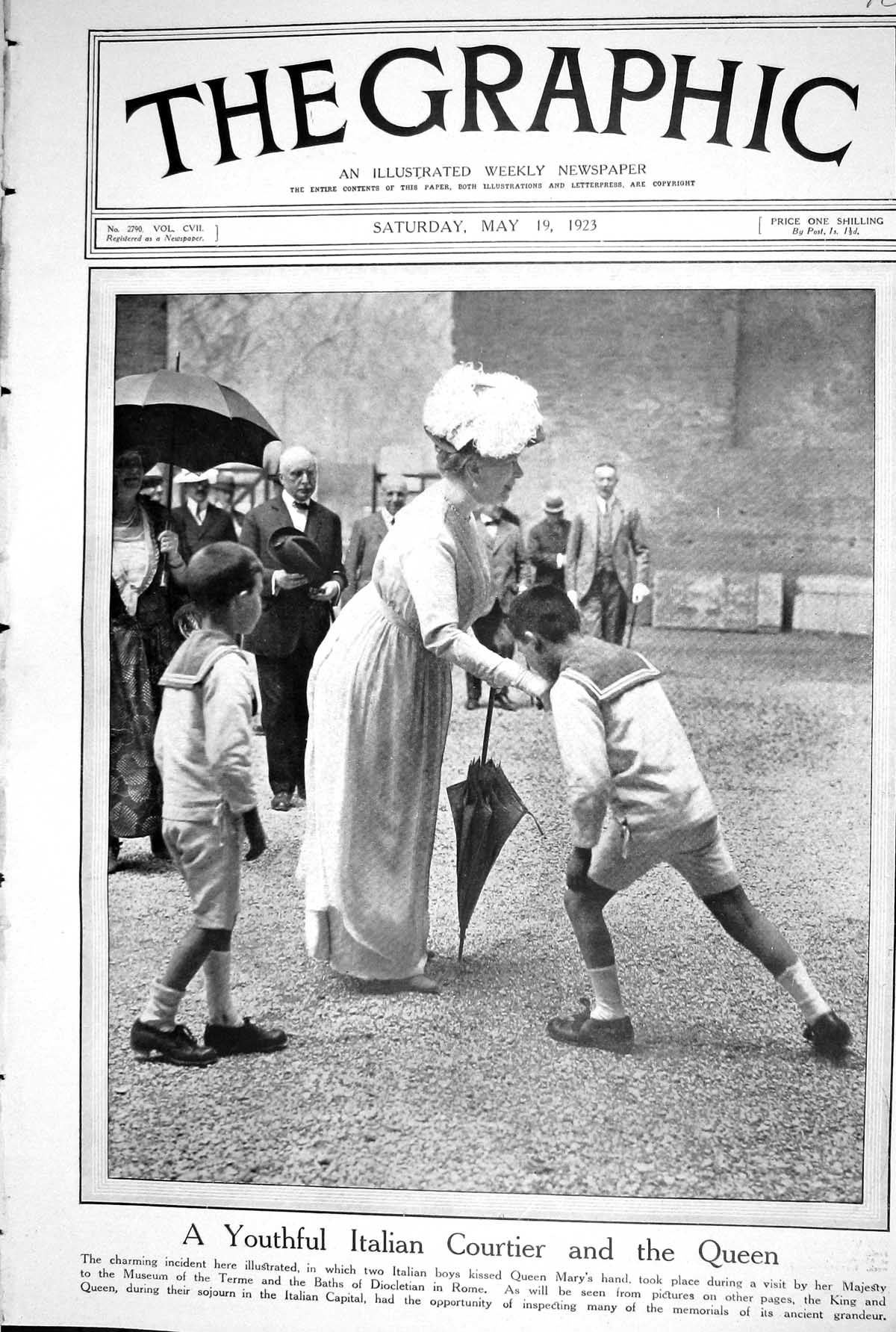 Old 1923 Queen Italian Boys Kissed Hand Mary Lady Stevenson Patrizi B 20th