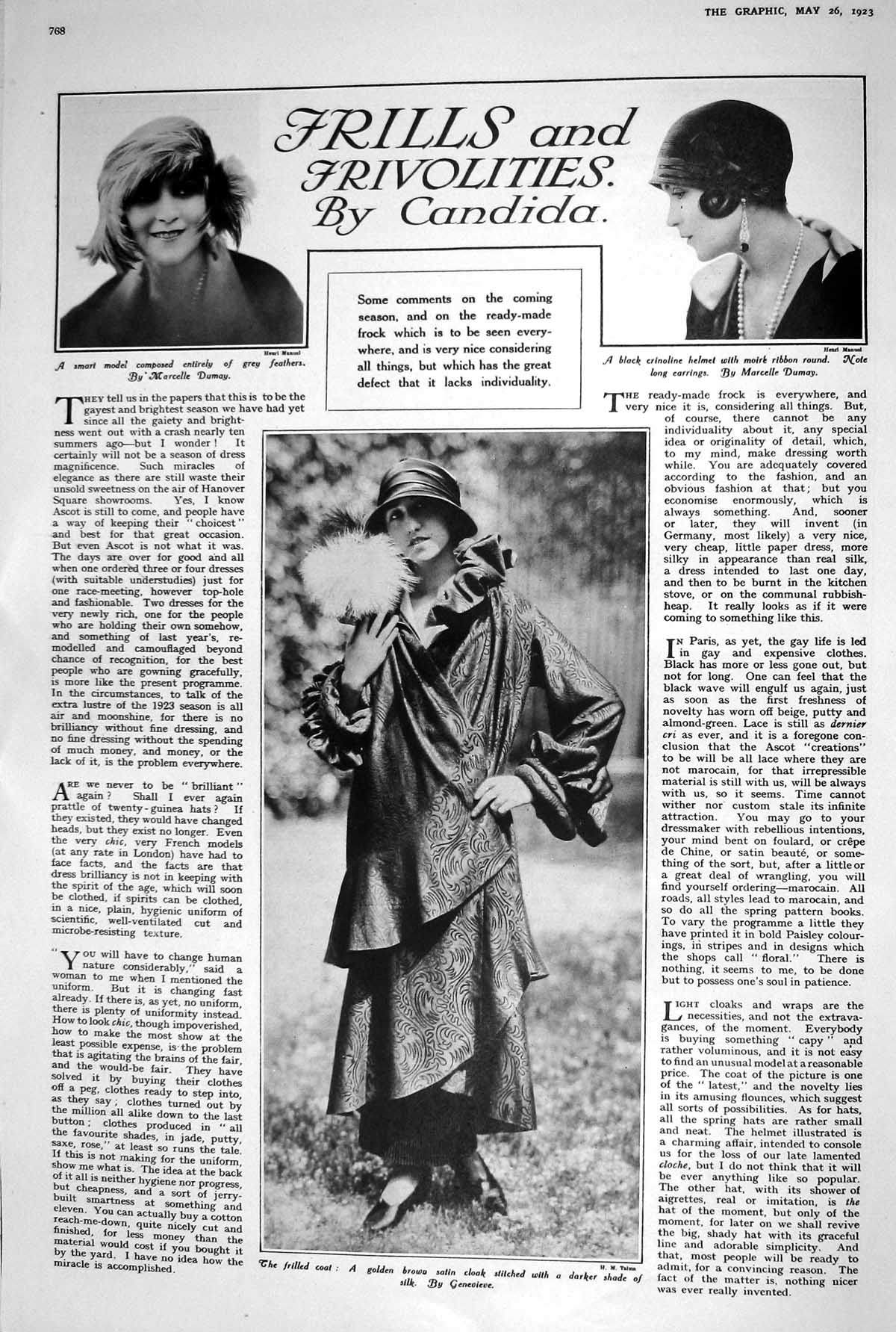 Old 1923 Frills Frivolities Candida Fashion Frilled Coat Genevieve Fe 20th