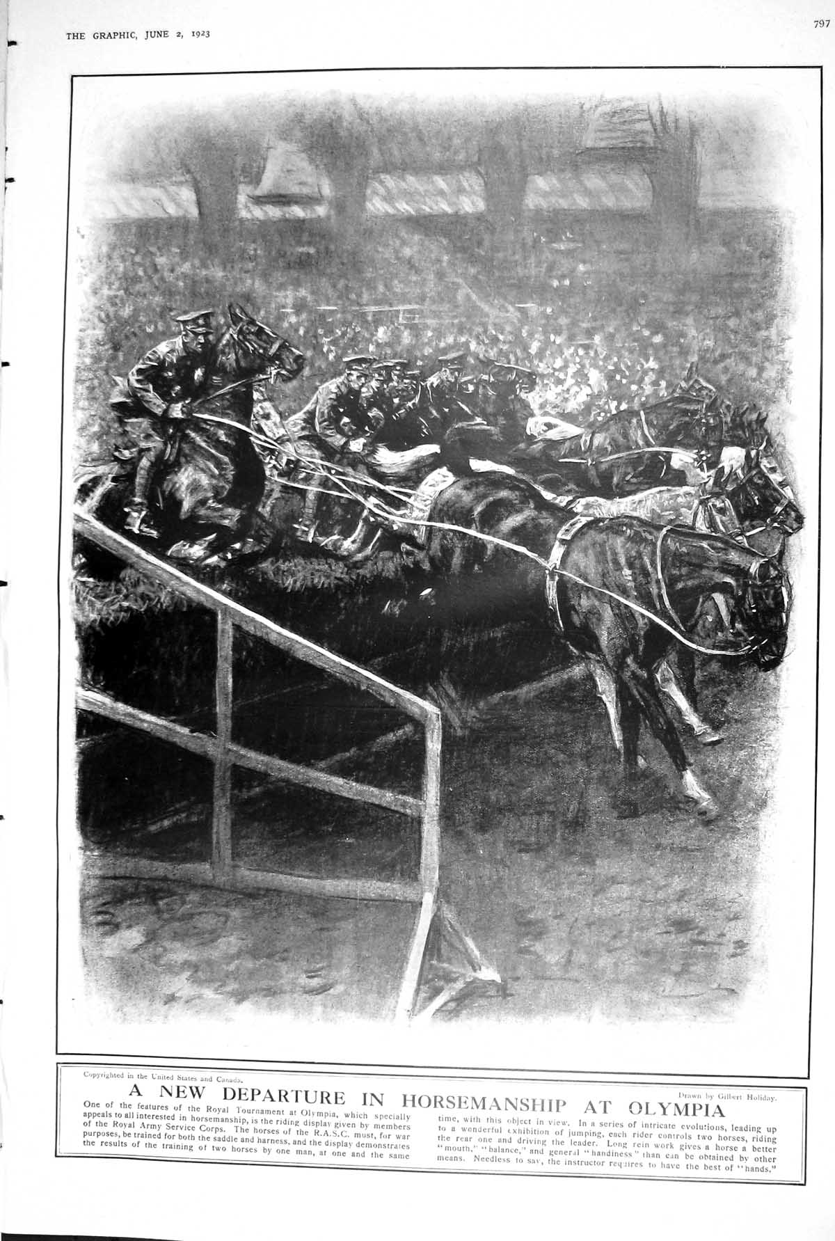 Old 1923 Horsemanship Olympia Horses Flats Country Cottage Regents Pa 20th