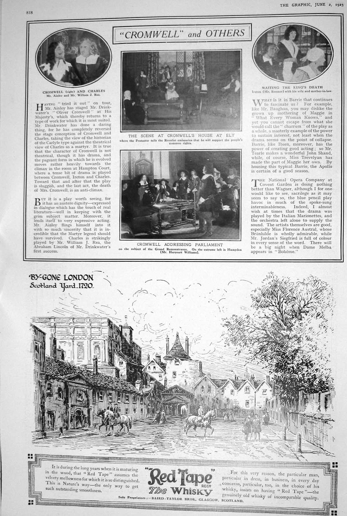 Old 1923 Red Tape Whisky Cromwell Parliament Hosue Ely John Haig Club 20th