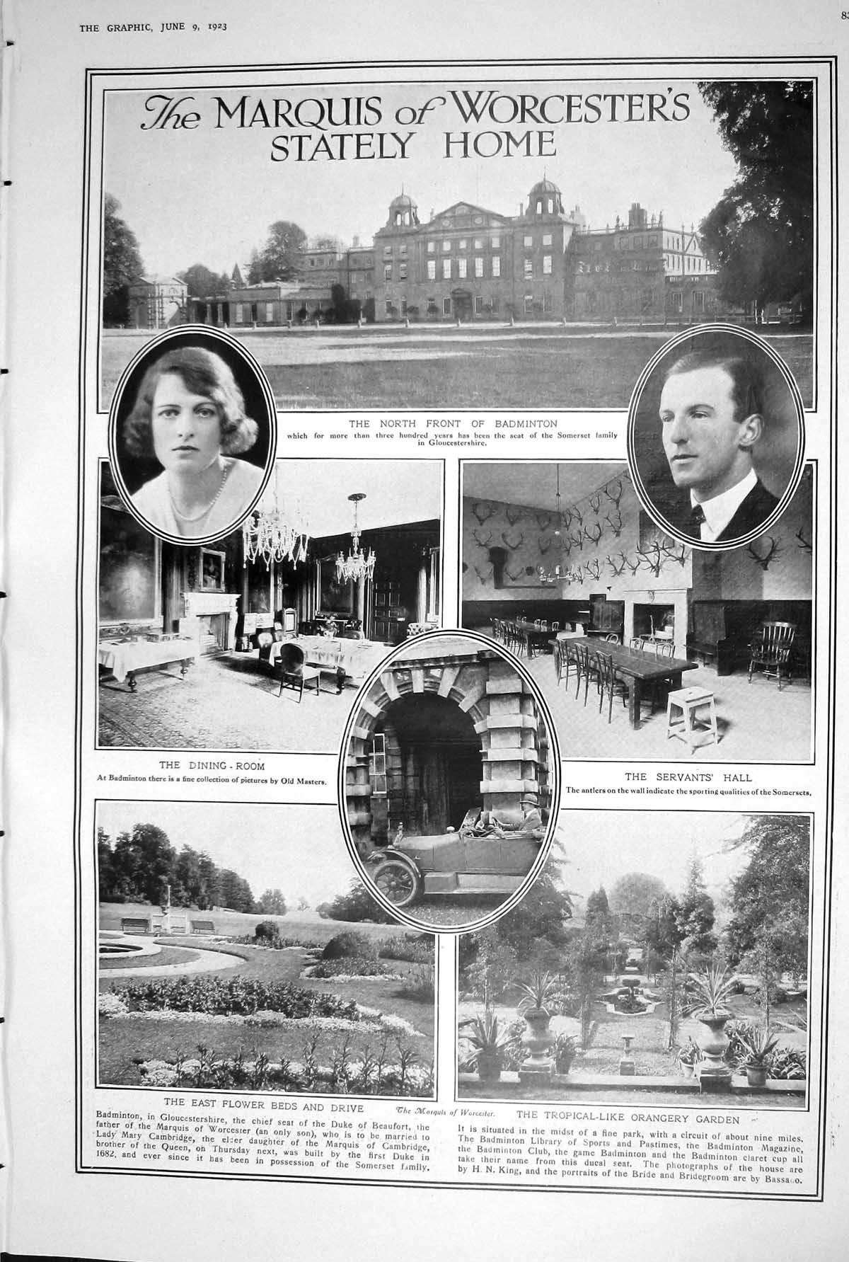 Old 1923 Marquis Worcesters Stately Home Dining Servants Tennis Playe 20th