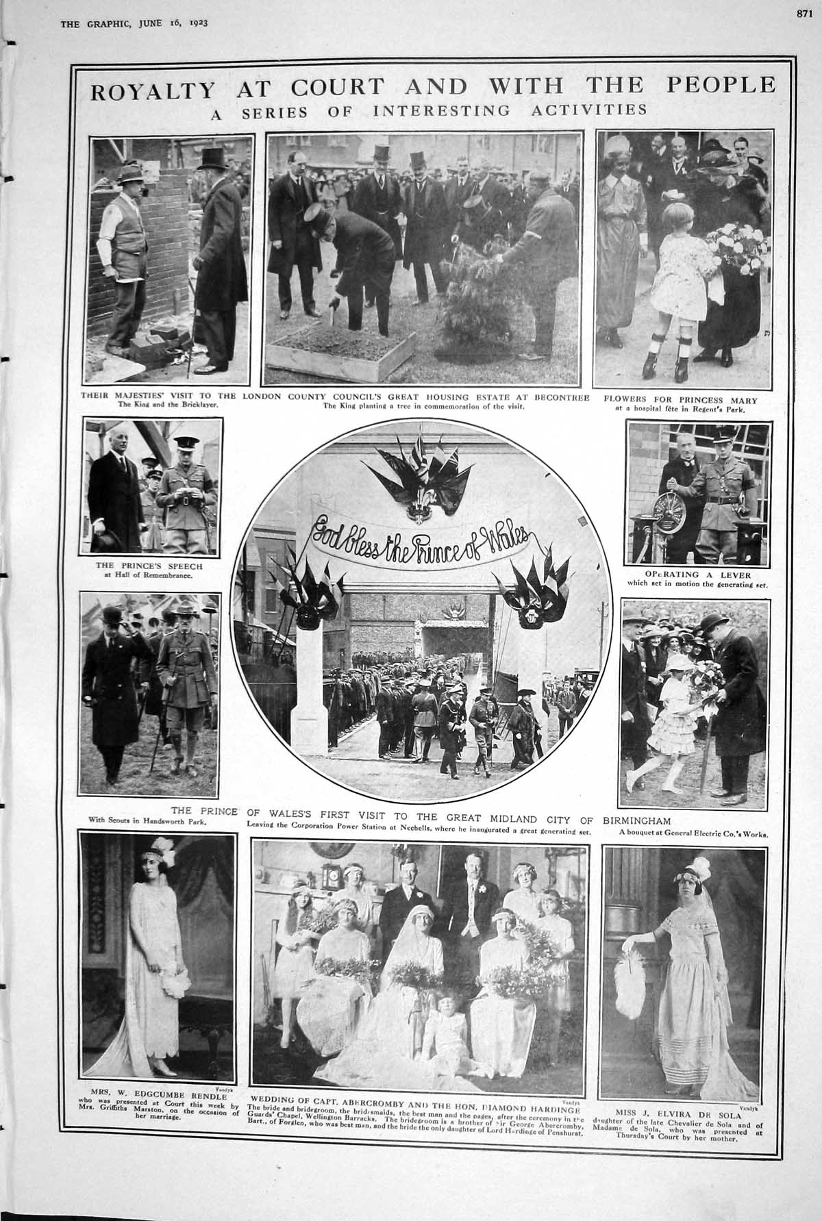 Old 1923 Royalty Court Prince Wales Wedding Abercromby Henry Lucy Tea 20th