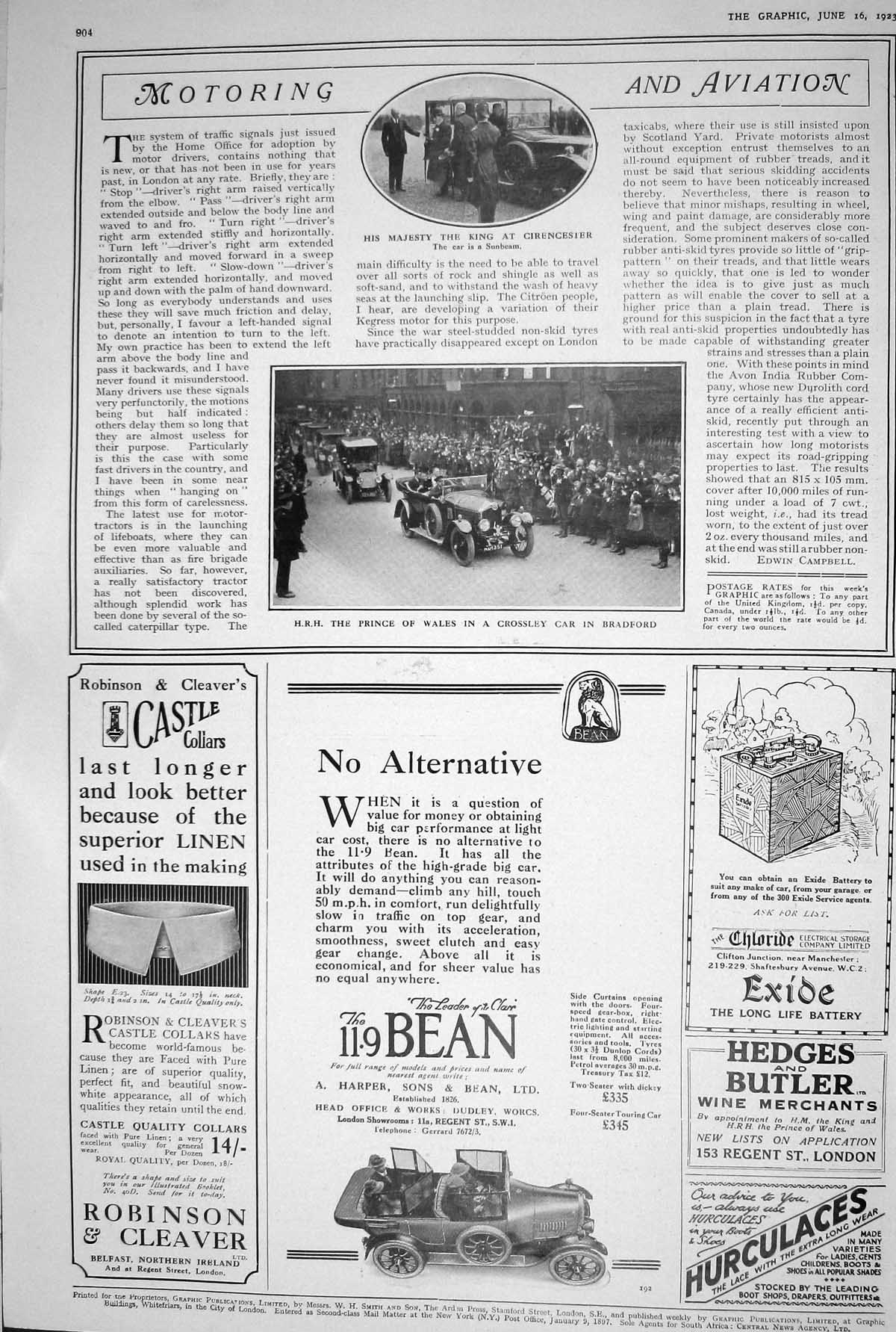 Old 1923 Motoring Cirencester Sunbeam Car Prince Wales Crossley Bradf 20th