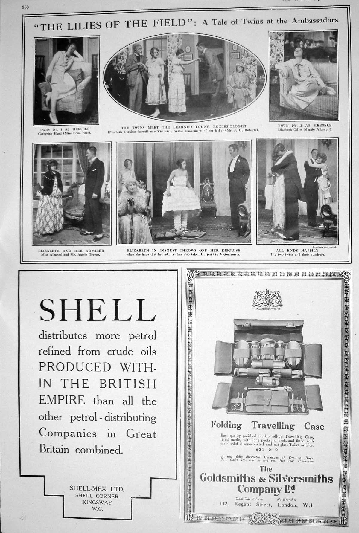 Old Print 1923 Shell-Mex Gsmiths Silversmiths Theatre Lilies Field Sanat 20th