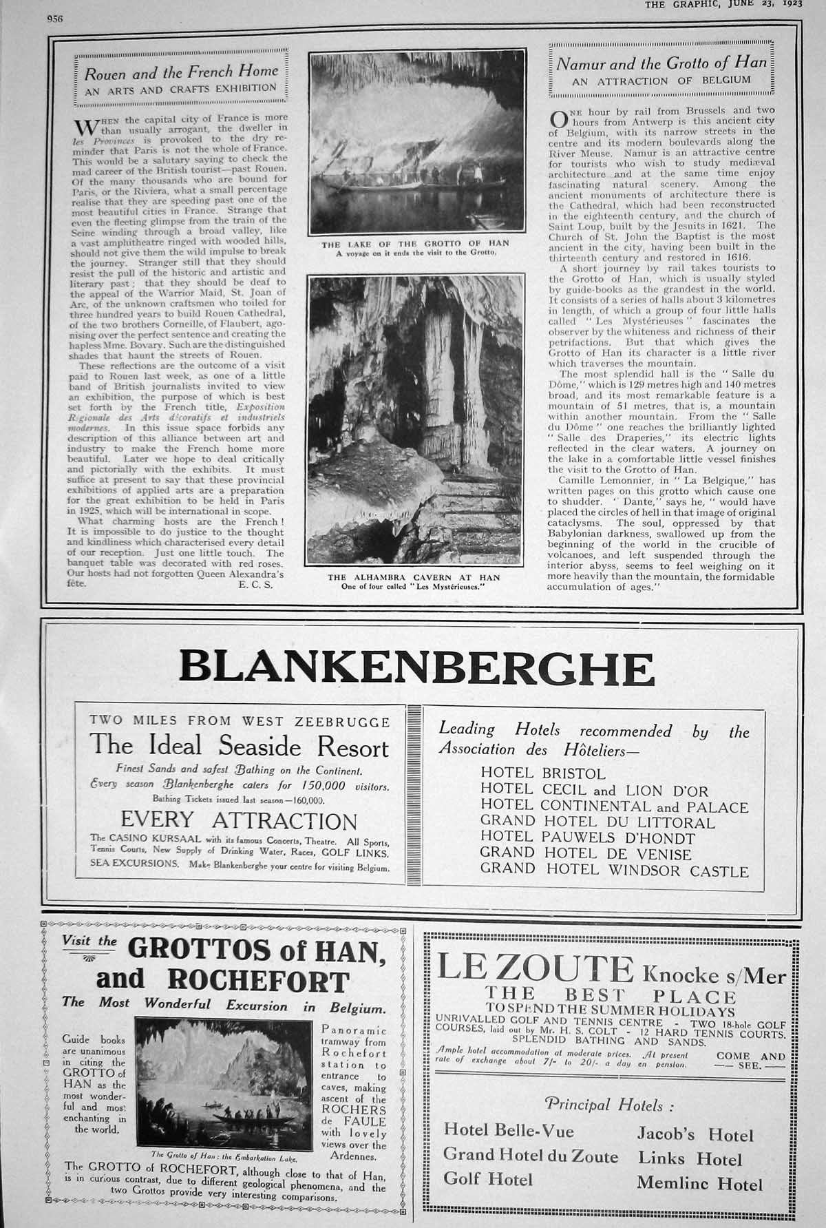 Old 1923 Lake Grotto Han Alhambra Cavern Blankenberghe Rochefort Le Z 20th