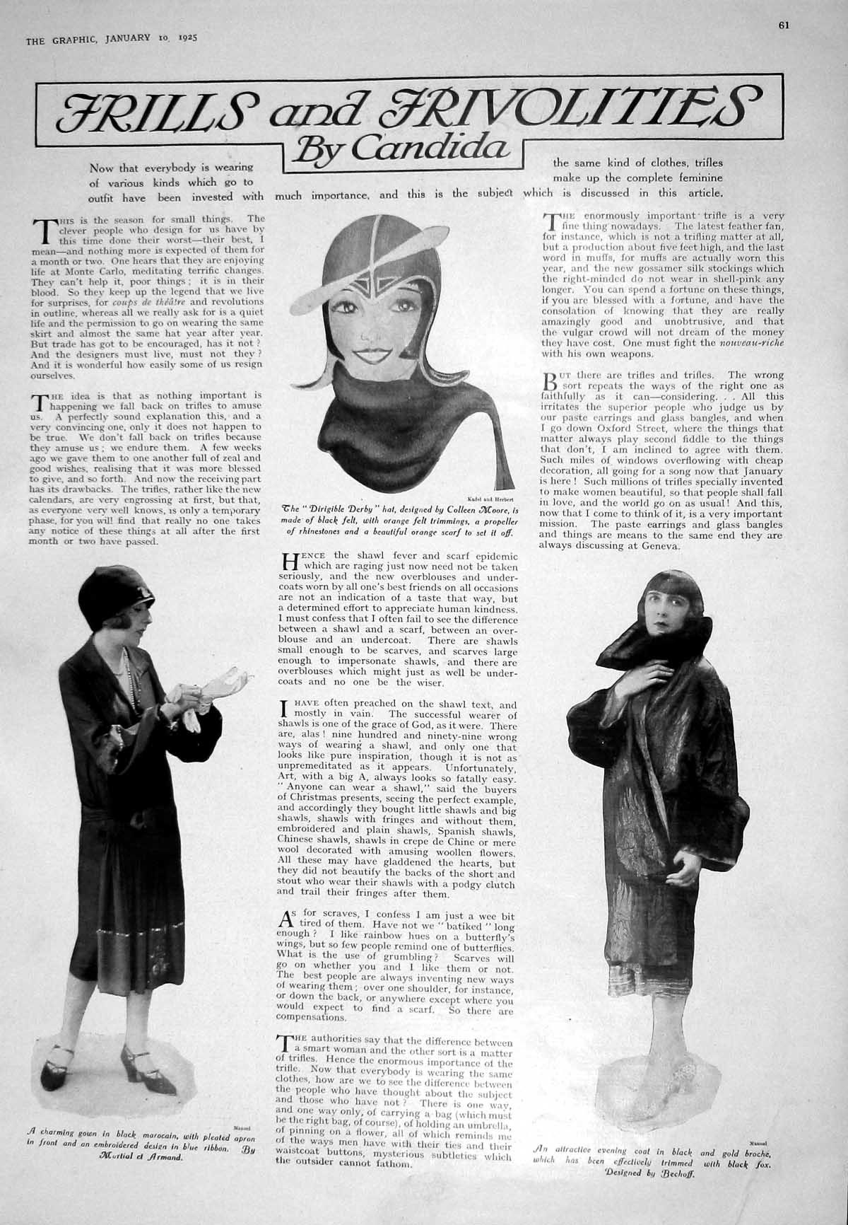Old 1925 Ladies Fashion Gown Marocain Apron Evening Coat Dirigible De 20th