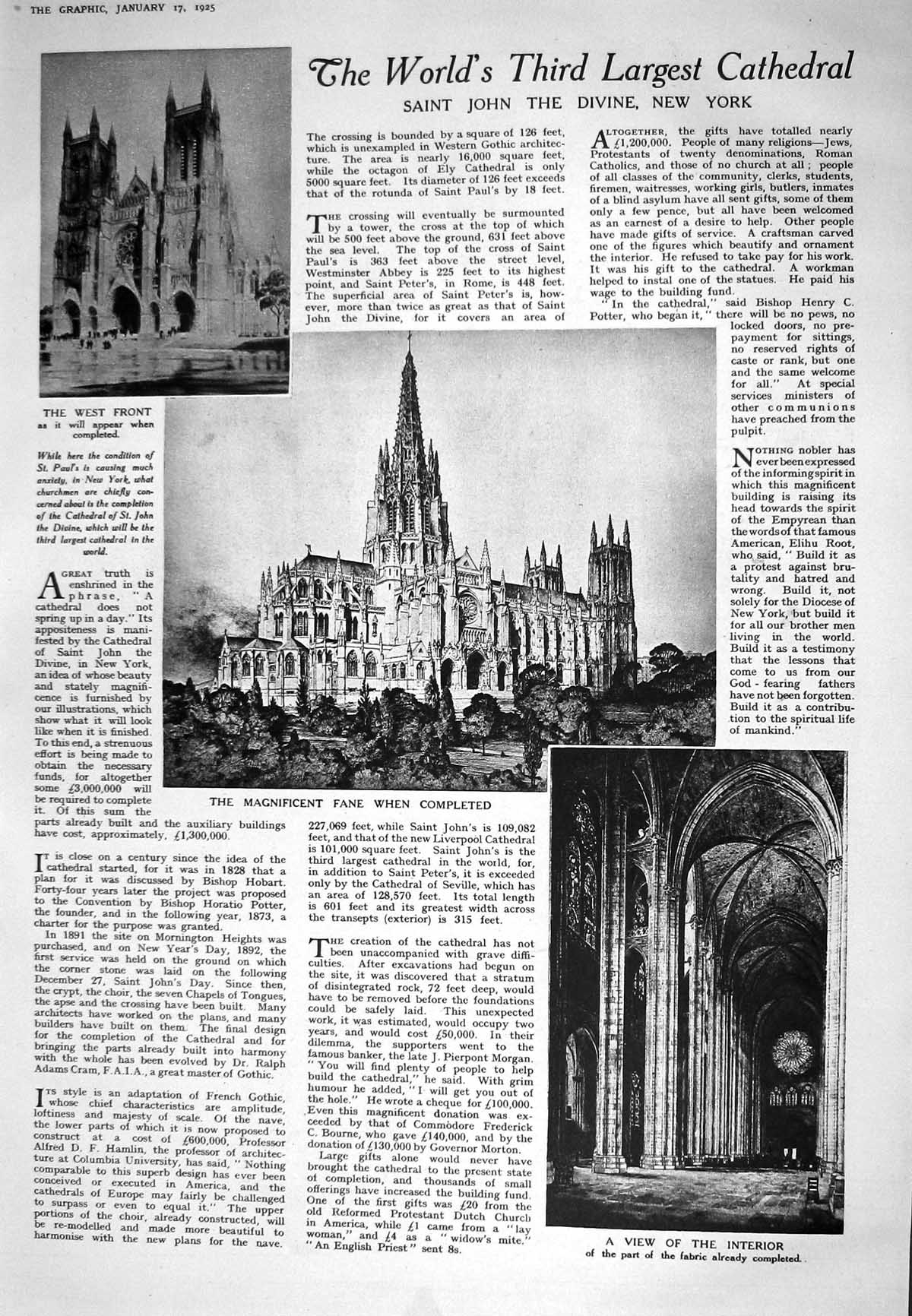 Old 1925 Cathedral Saint John New York Architecture Anzacs Hunting Sa 20th