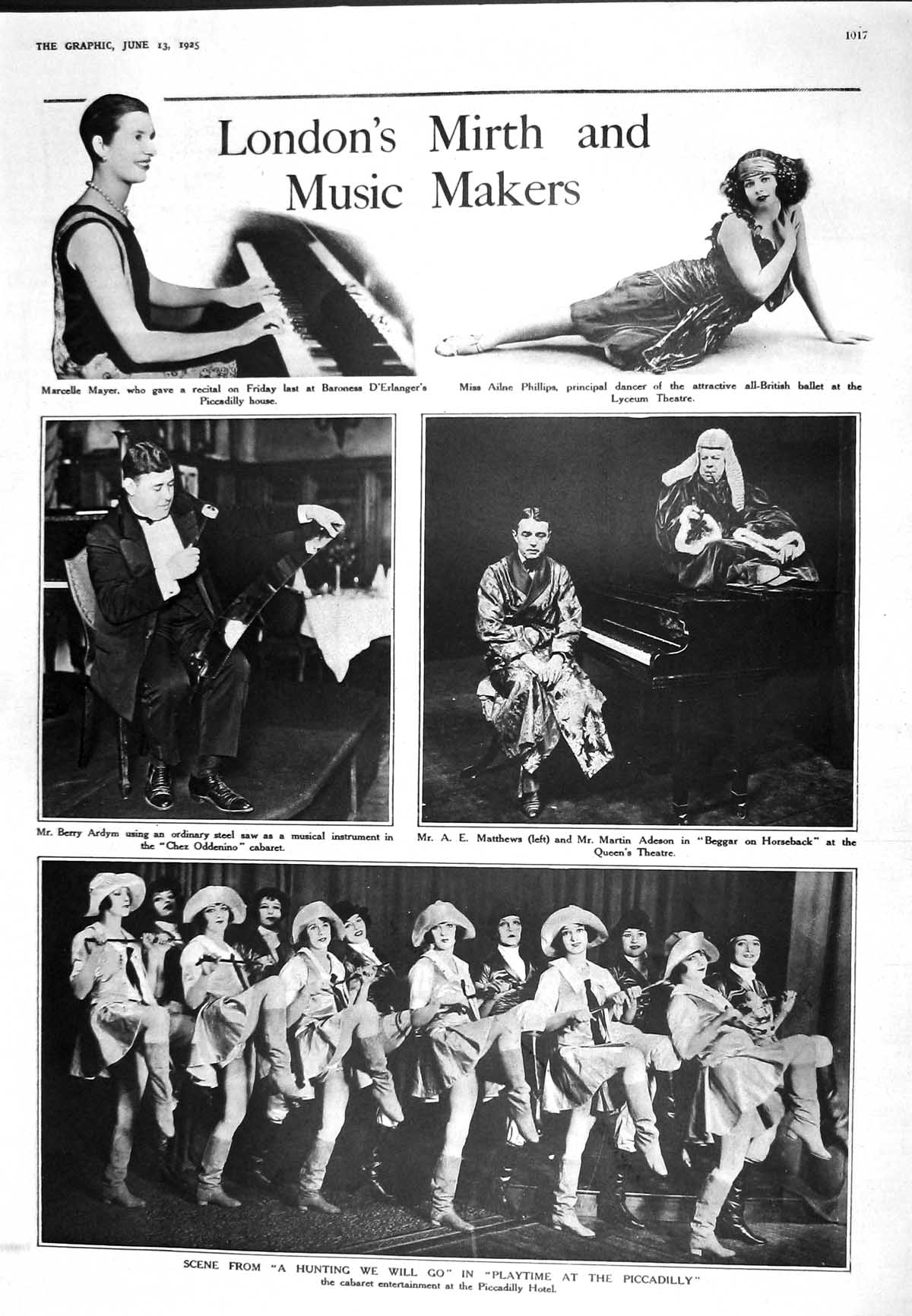 Old 1925 London Music Piccadilly Theatre Ardym Matthews Mayer Phillip 20th