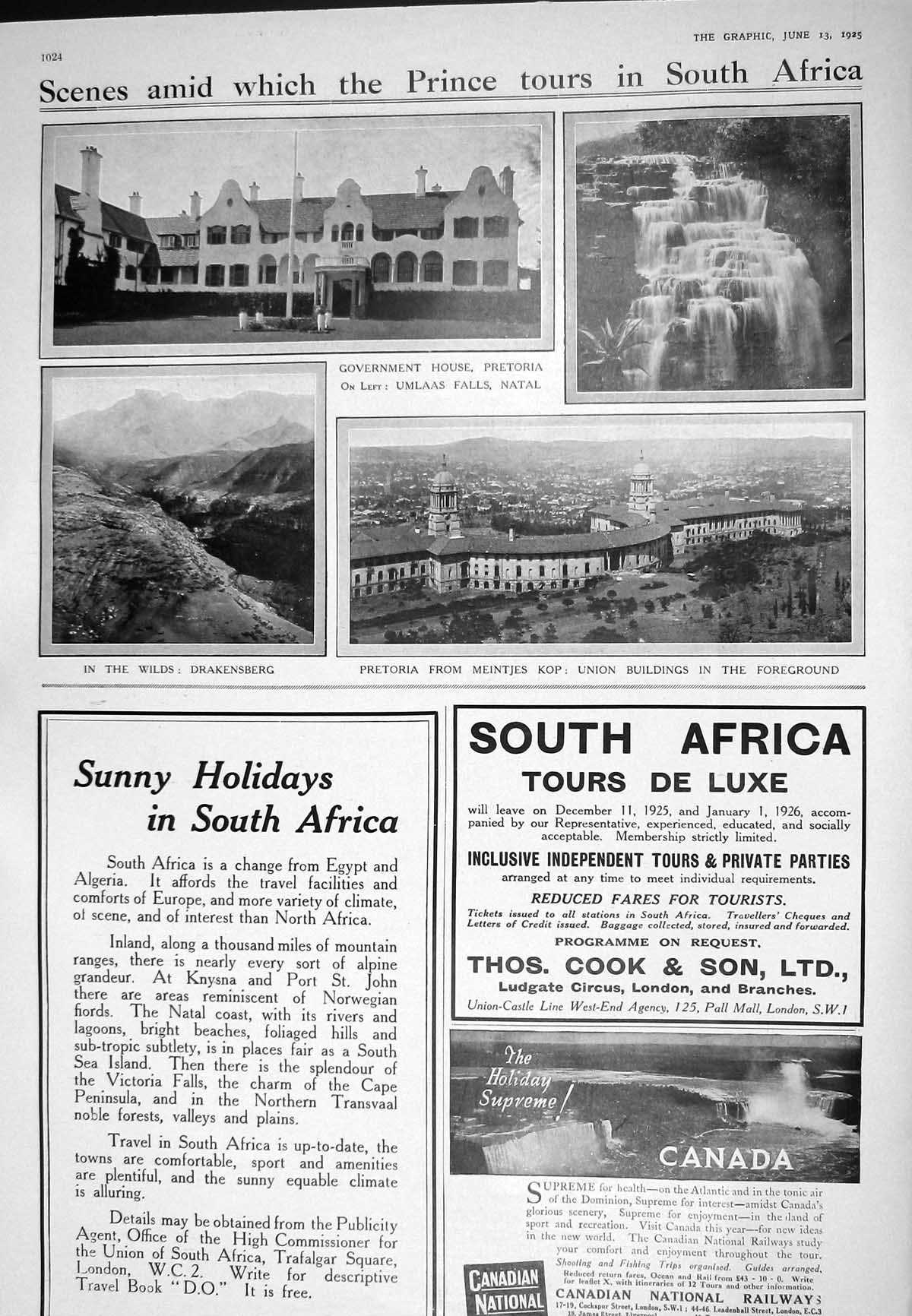 Old 1925 Africa Government Pretoria Umlass Natal Drakensberg Pratts O 20th