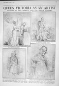 Old 1925 Drawings Queen Victoria Ladies Masks King Charles Princess A 20th