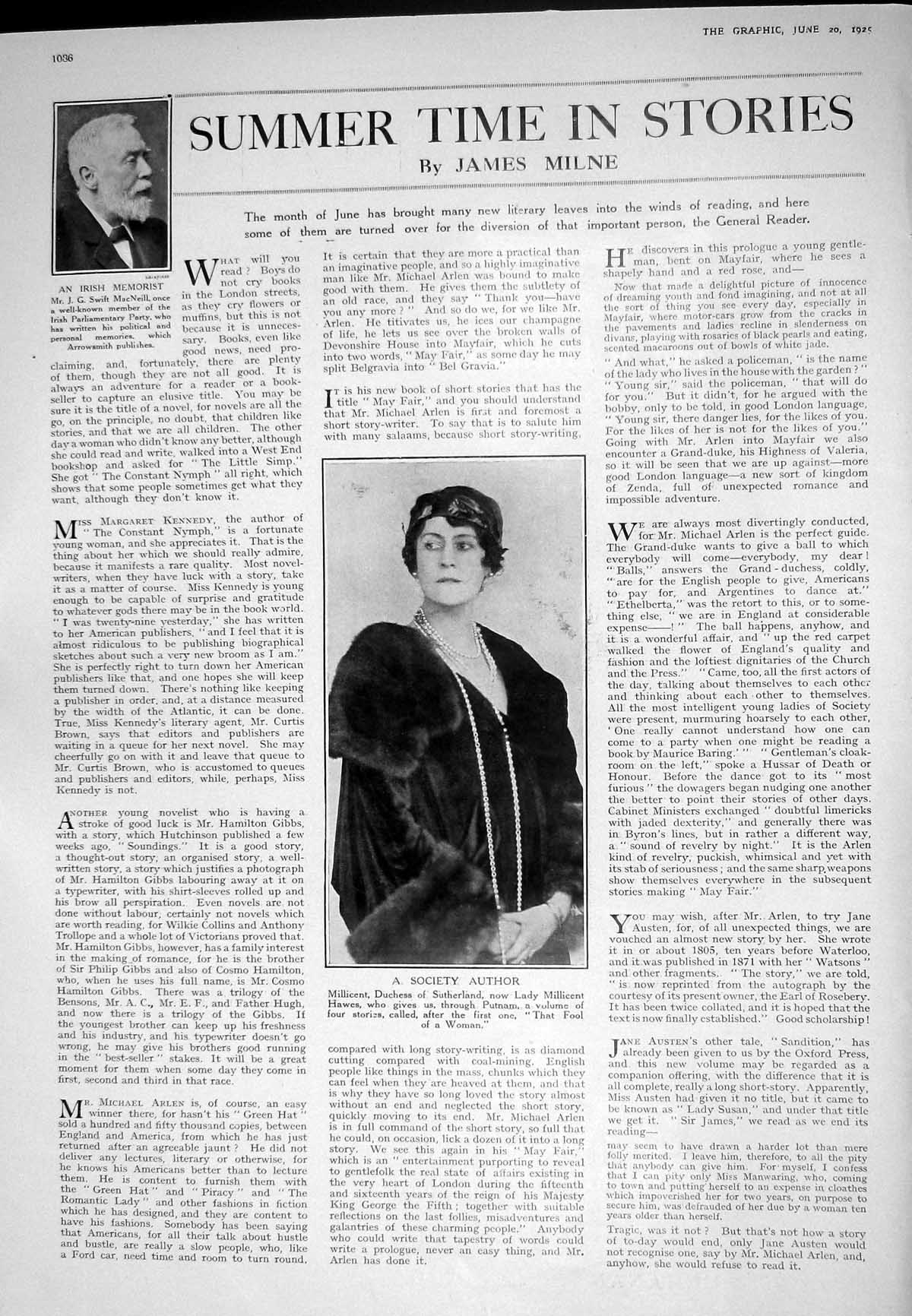 Old 1925 Millicent Duchess Sutherland Swift Macneill James Buchanan W 20th