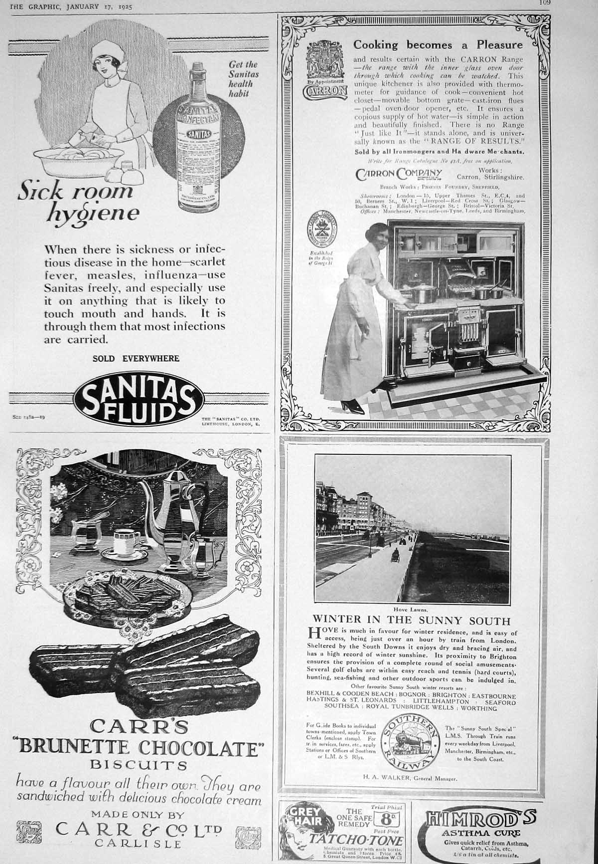 Antique Old Print 1925 Santas Fluids Carron Cooking Carr'S Biscuits Railway