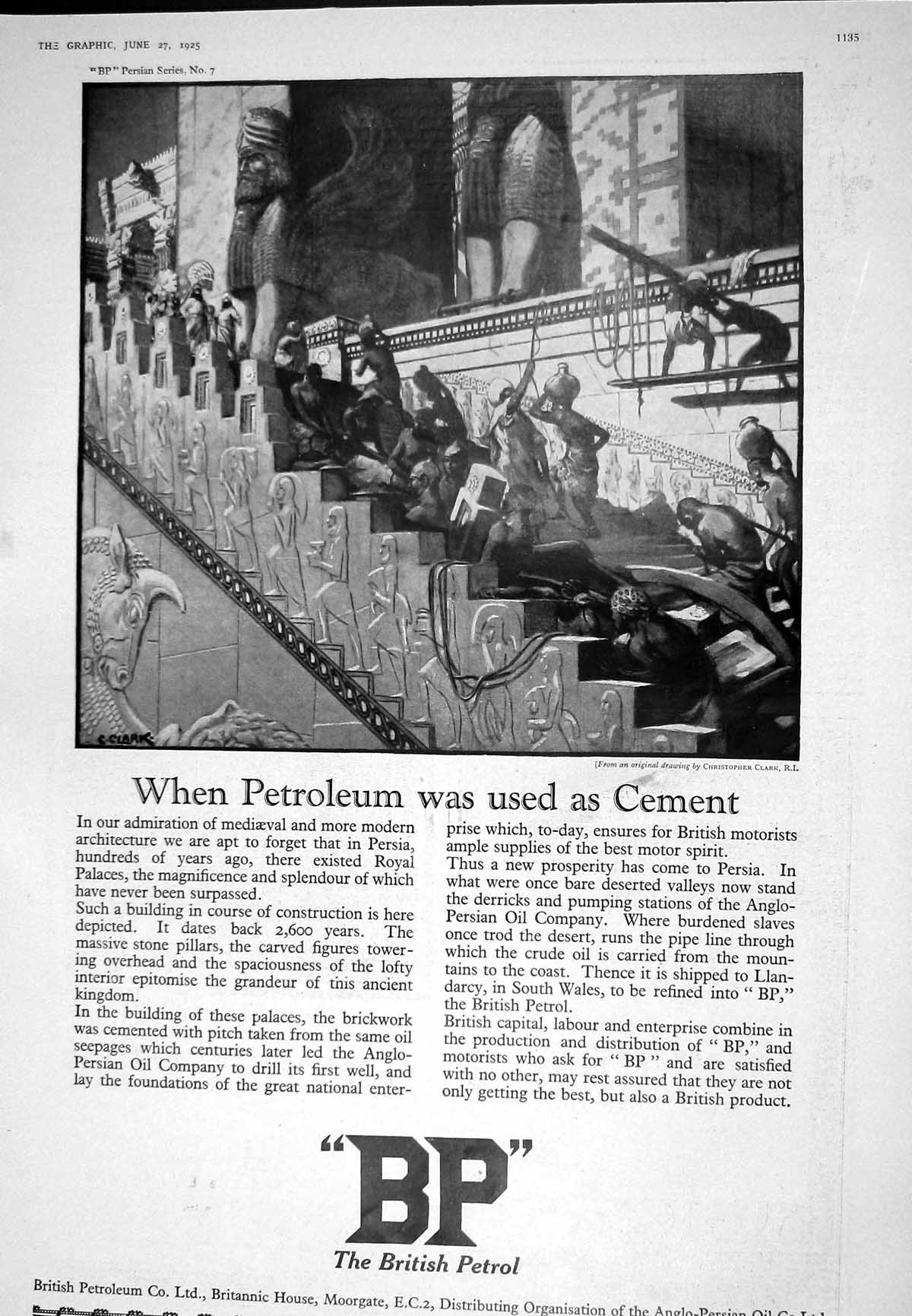 Antique Print 1925 British Petrol Petroleum Gieves Tailoring Travel Goods 20th