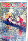 Old Print 1925 Colour Lady Man River Boat Romance Graphic Advertisement 20th