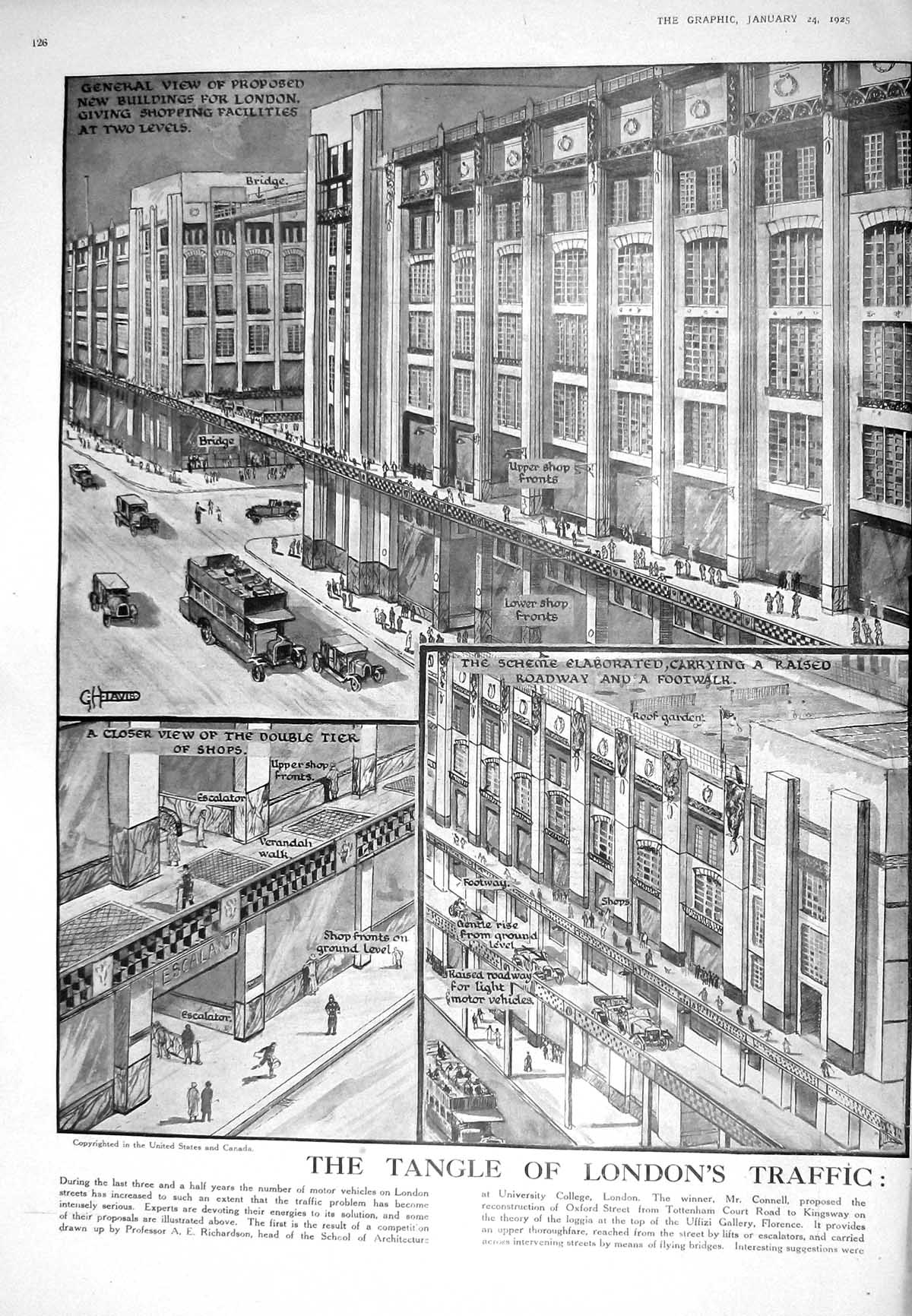 Old 1925 London Traffic Shopping Parking Motor Cars Transport Camel O 20th