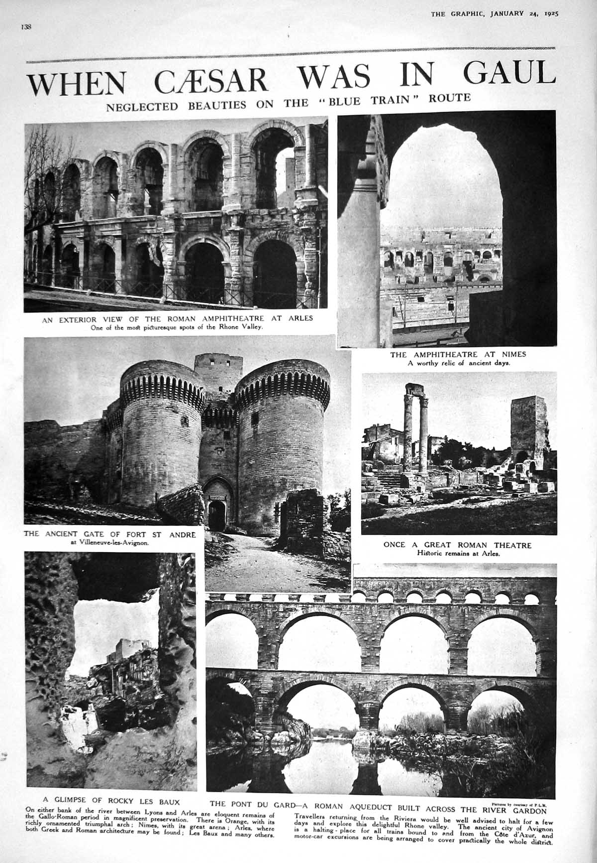 Old 1925 Roman Amphitheatre Arles Nimes Theatre Pont Gard Gardon Ladi 20th