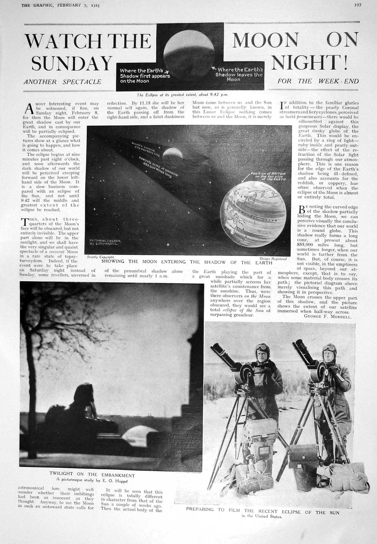 Old 1925 Moon Earth Astronomy Eclipse Sun London Newgate Gaol Executi 20th