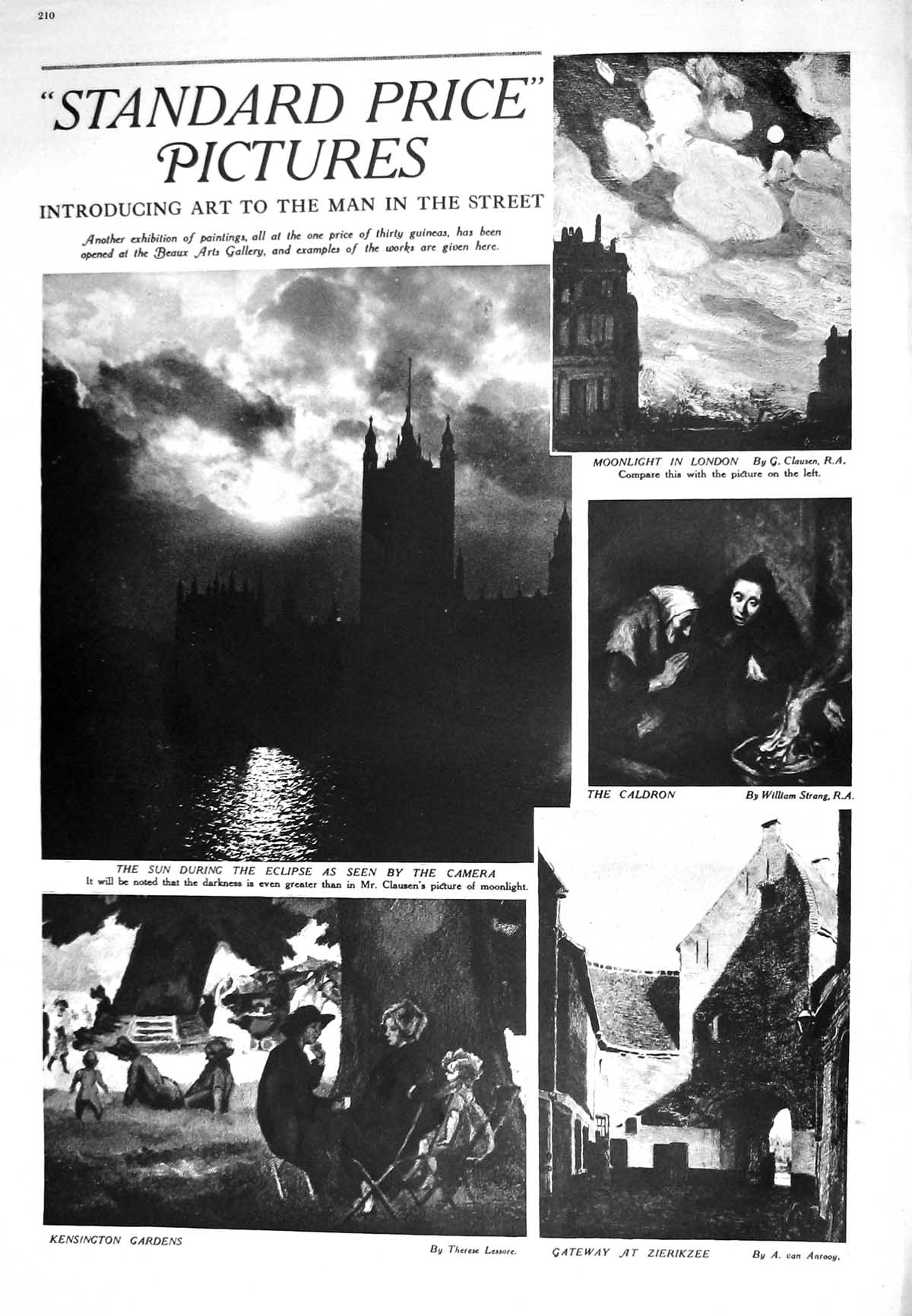 Old 1925 Art Moonlight London Eclipse Sun Kensington Zierikzee Egerto 20th