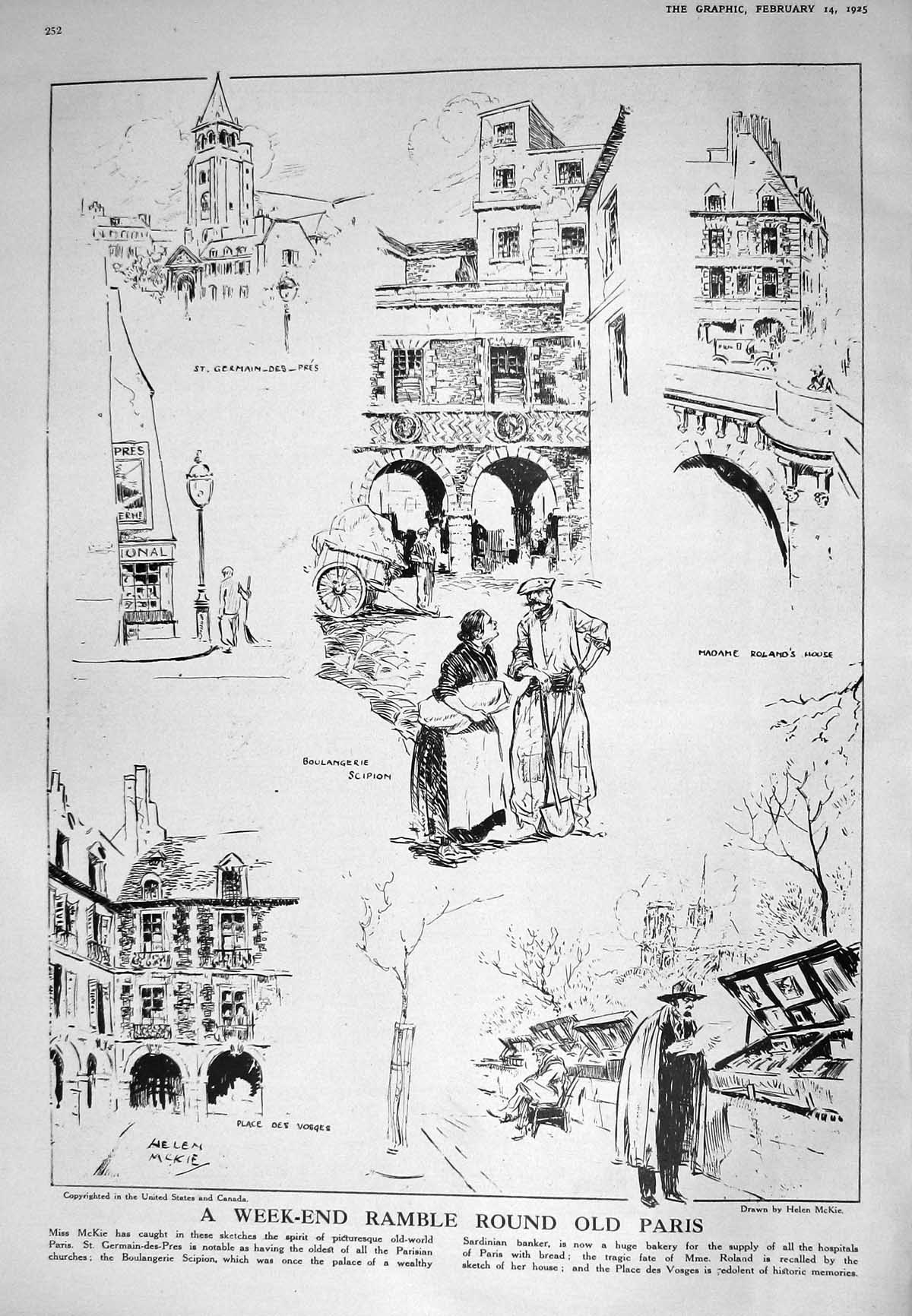 Old 1925 Mckie Paris France Vosges Roland House Germain-Des-Pres Vale 20th