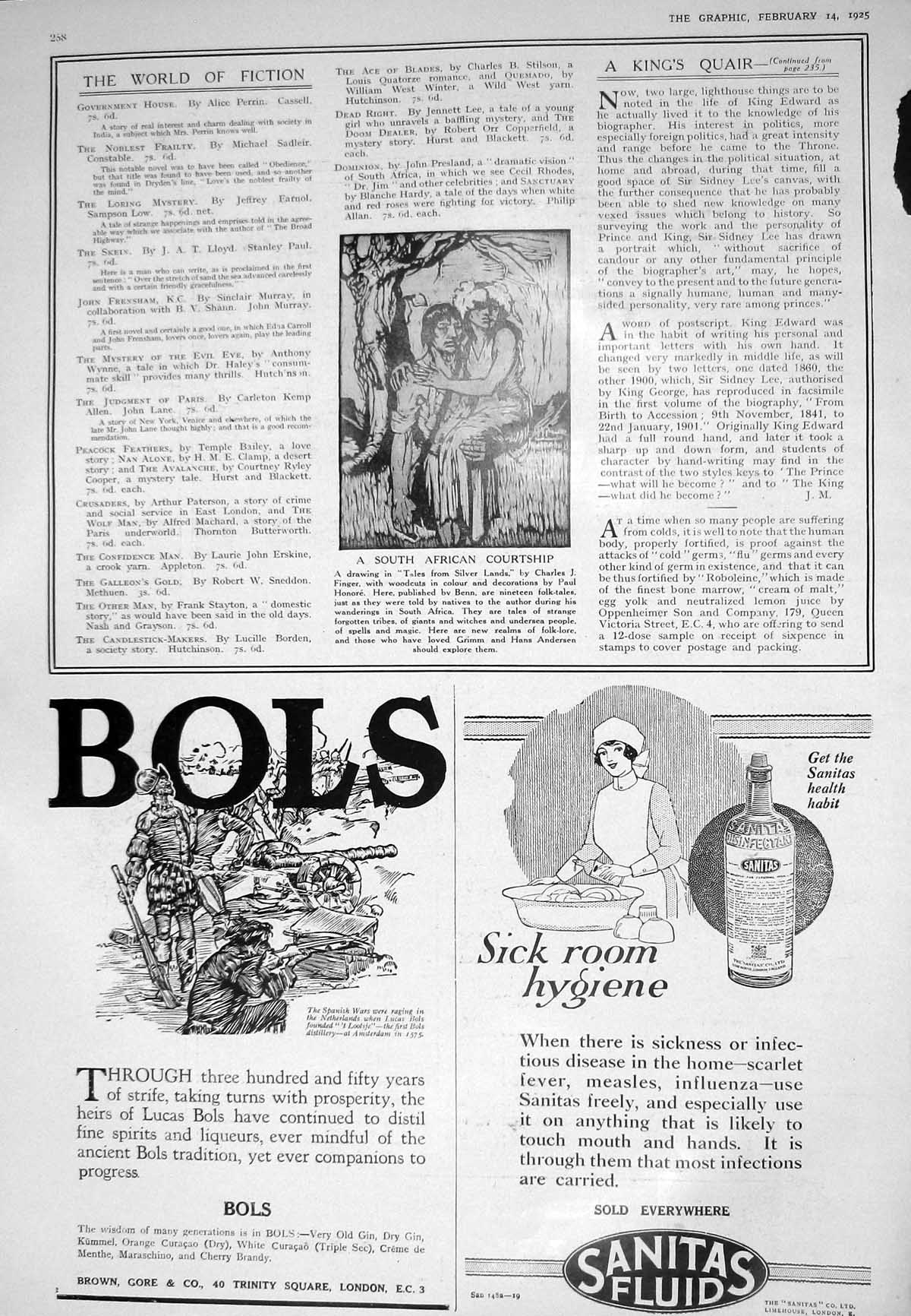 Old Print 1925 South African Romance Bols Sanitas Fluid Buchanans Whisky 20th