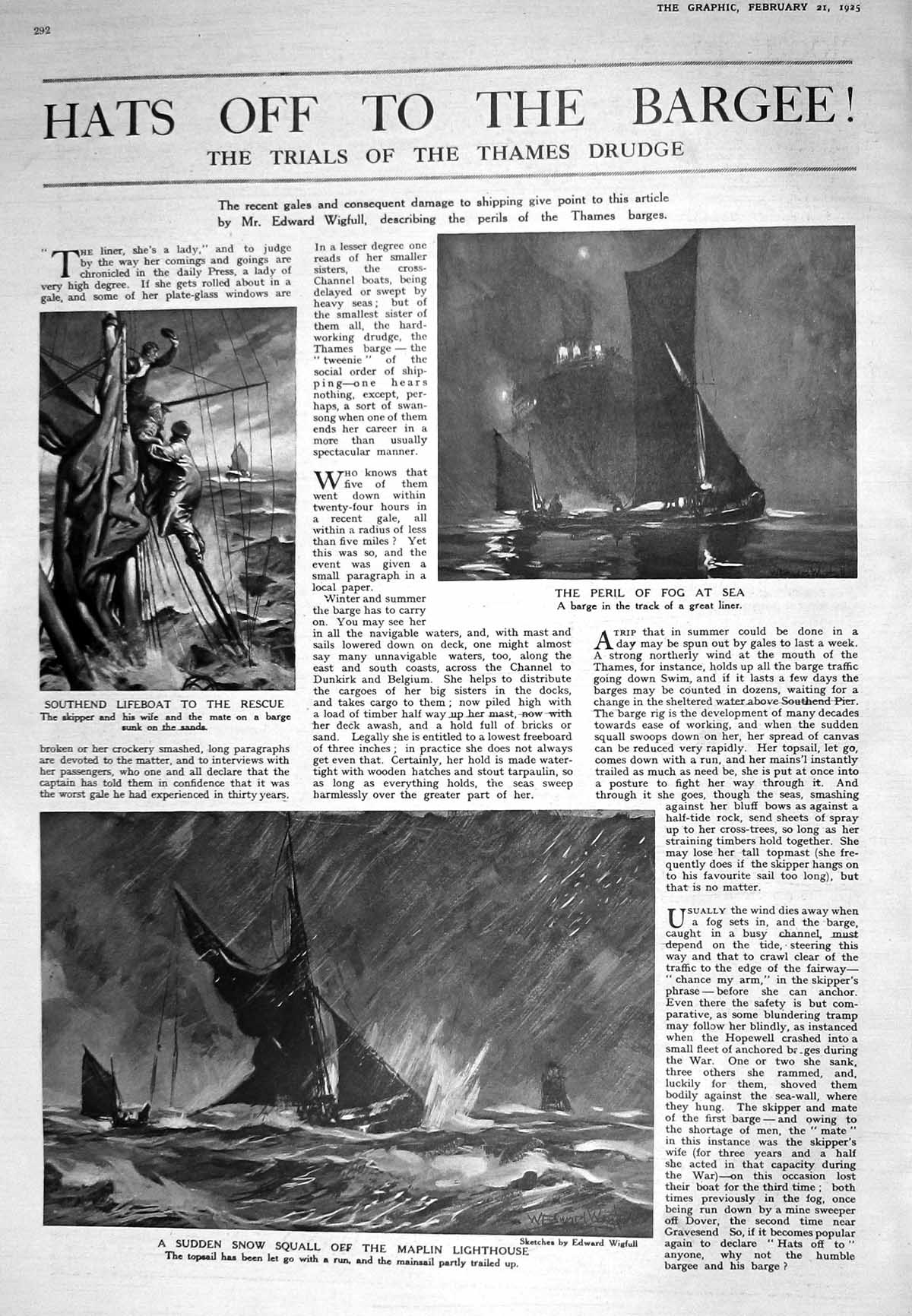 Old 1925 Thames Drudge Southend Lifeboat Maplin Lighthouse Ladies Fas 20th