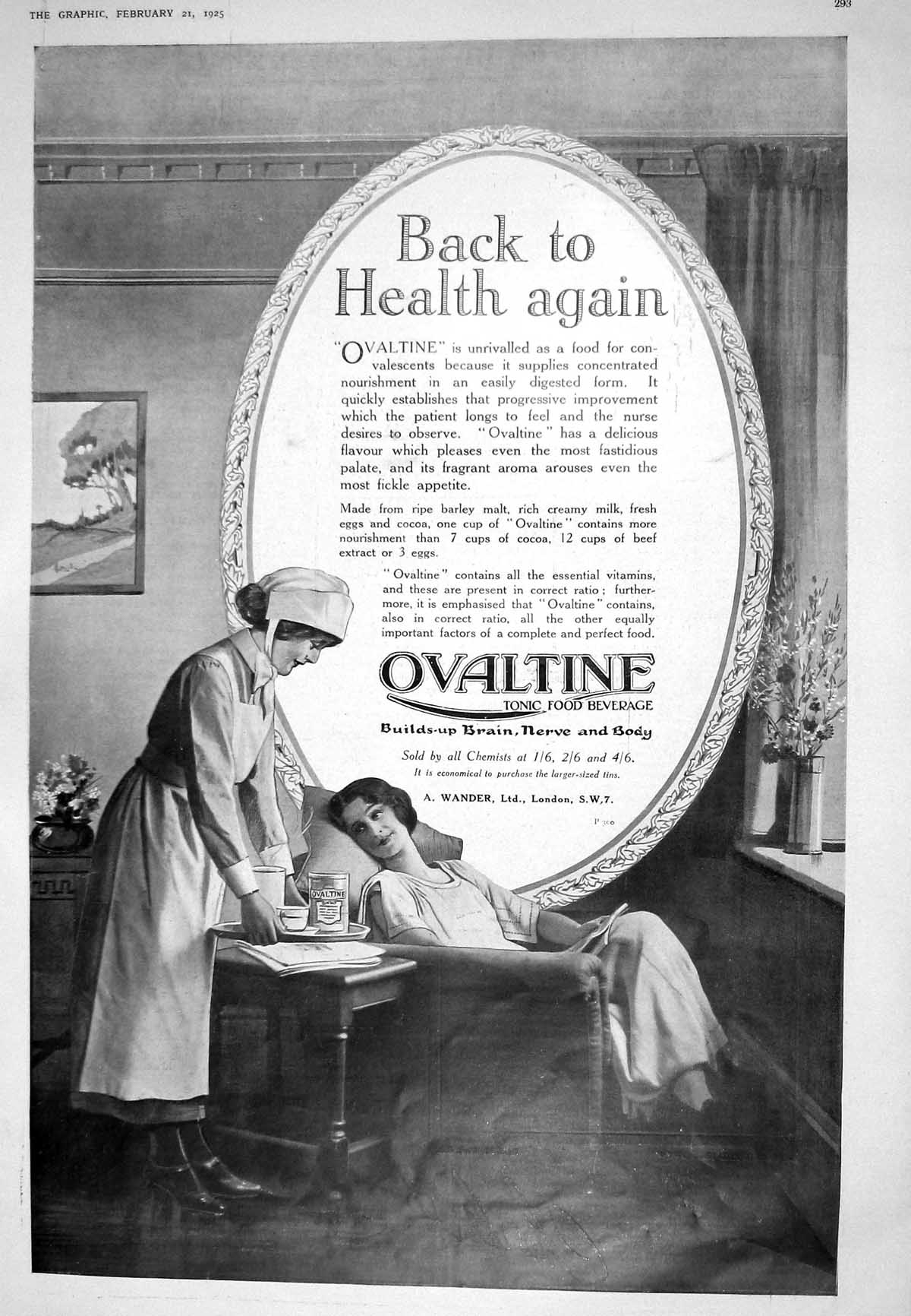 Antique Old Print 1925 Ovaltine Wander Red Tape Scotch Whisky Lamb Cottage 20th
