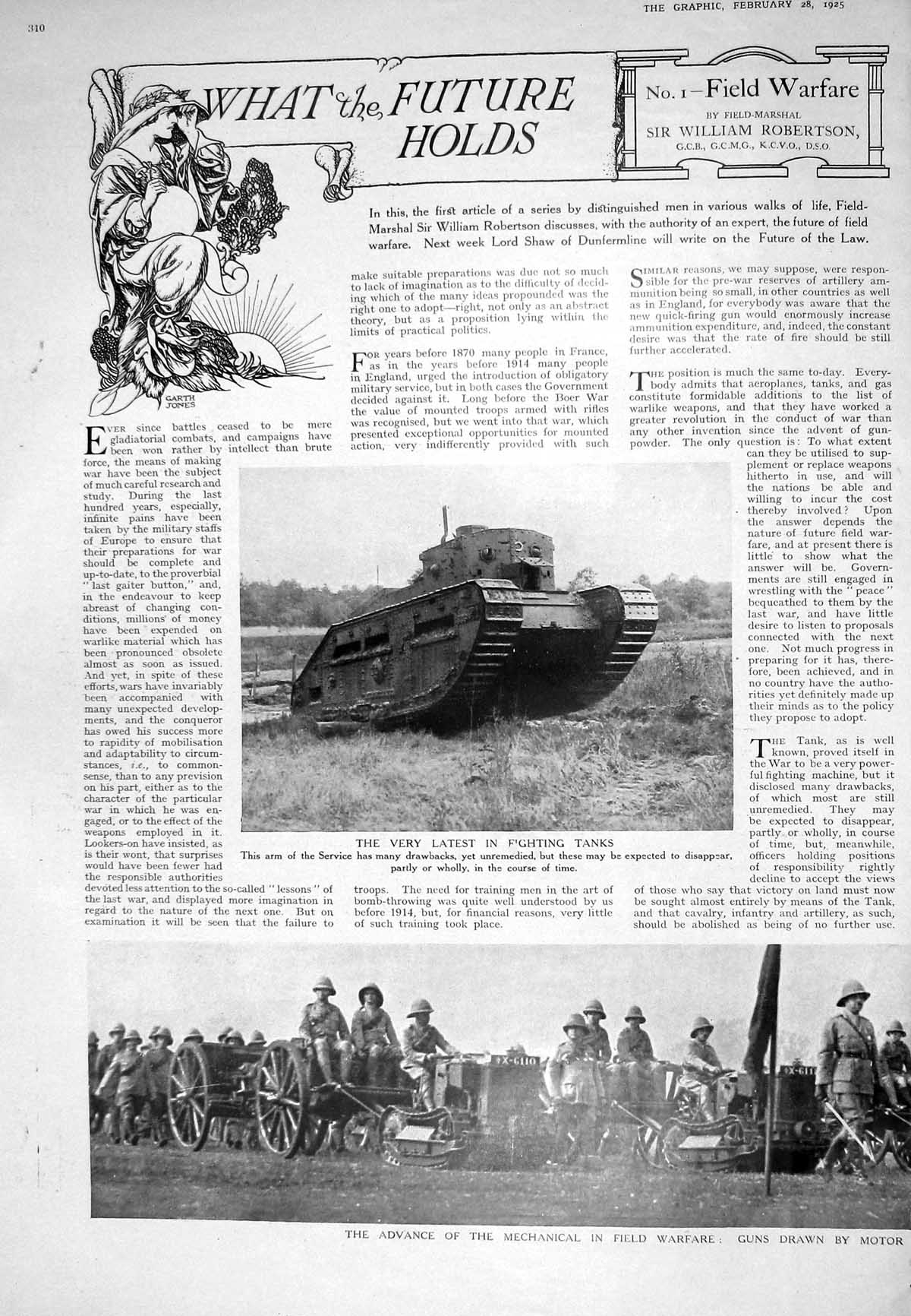 Old Print 1925 War Fighting Tank Guns Aeroplane Dirigible Patoka Siers C 20th