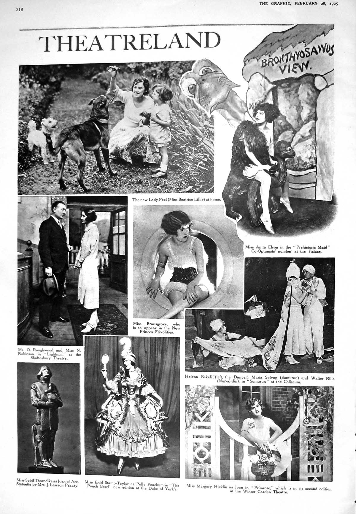 Old 1925 Theatreland Lillie Elson Bransgrove Thorndike Joan Arc Ant-E 20th
