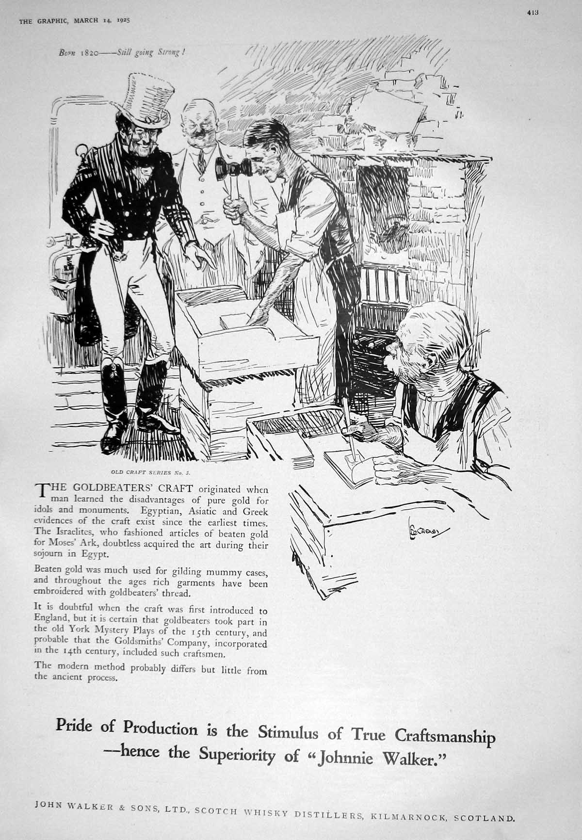 Old *6046 1925 John Walker Scotch Whisky Distillers Kilmarnock Scotla