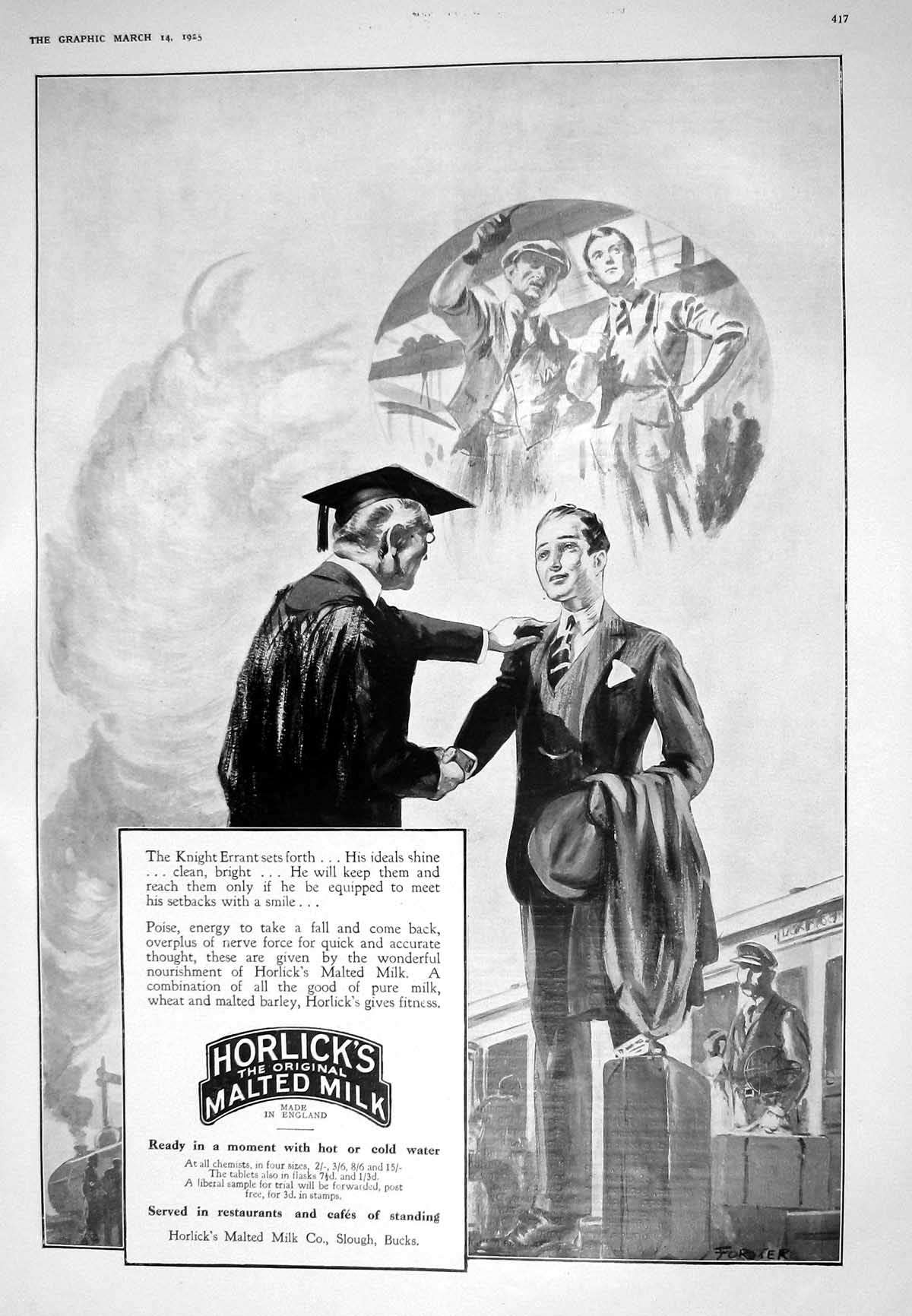 Original Old Vintage Print 1925 Horlick'S Malted Milk Slough Buckinghamshire