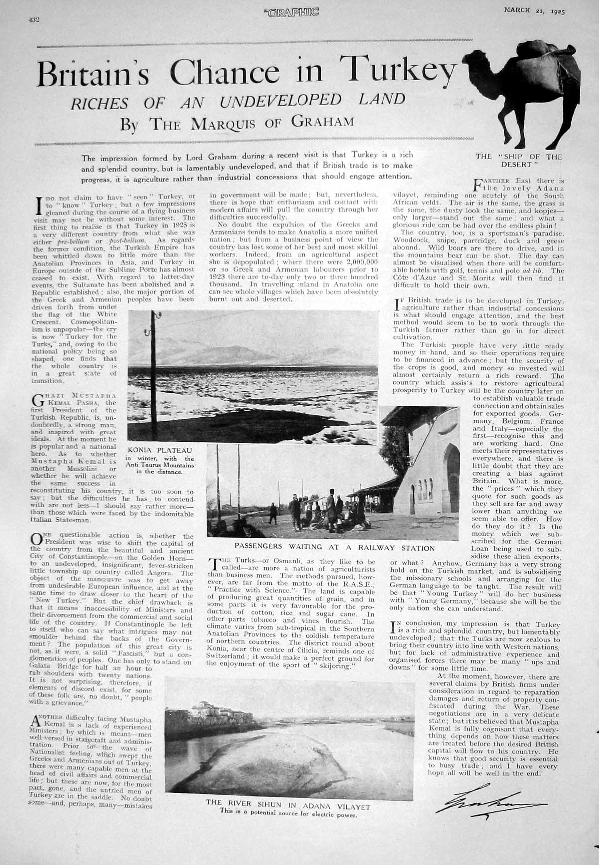 Old 1925 Turkey Camel Konia Plateau Railway Sihun Vilayet Panama Cana 20th