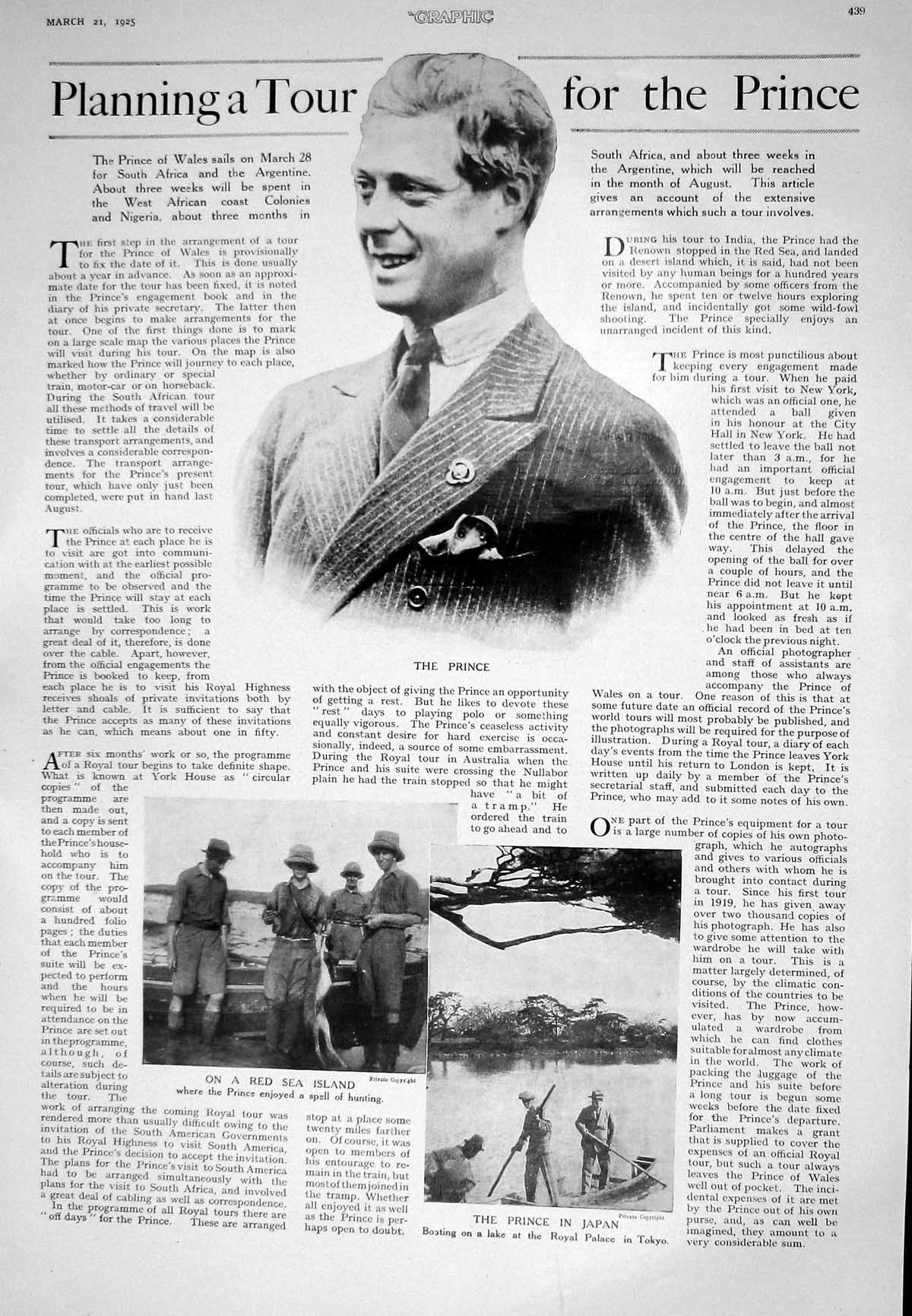 Old 1925 Prince Wales Red Sea Island Japan Rugby Honeyman Air Force B 20th