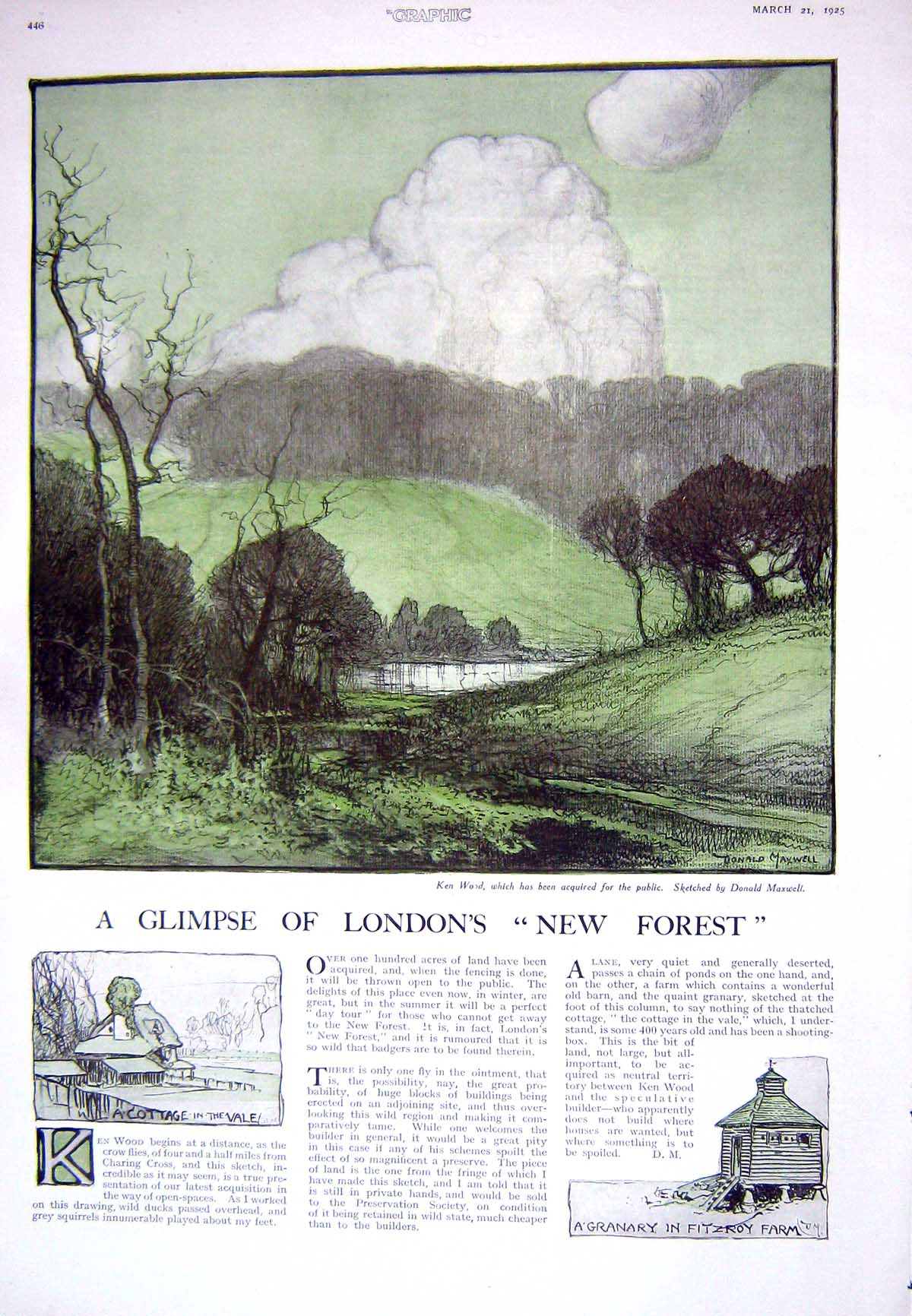 Old 1925 London New Forest Ken Wood Granary Fitzroy Farm Cottage Vale 20th