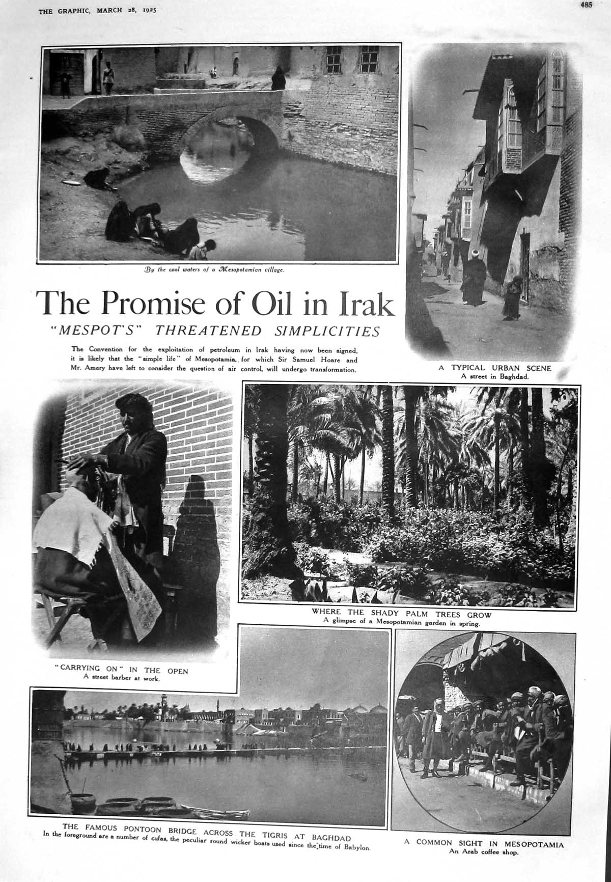 Old 1925 Pontoon Bridge Tigris Baghdad Mesopotamia Barber Theatre Buc 20th