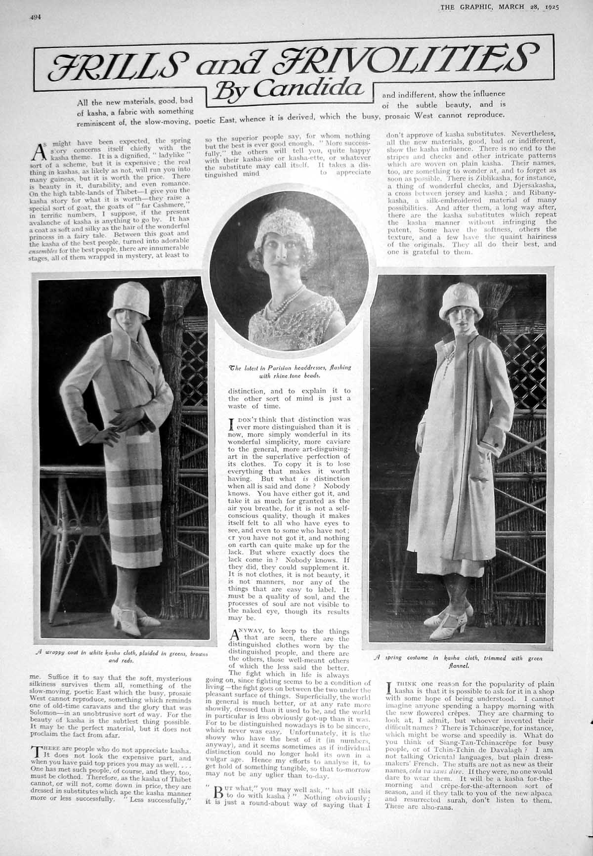 Old 1925 Ladies Fashion Wrappy Coat Kasha Costume Woman'S Window Furn 20th