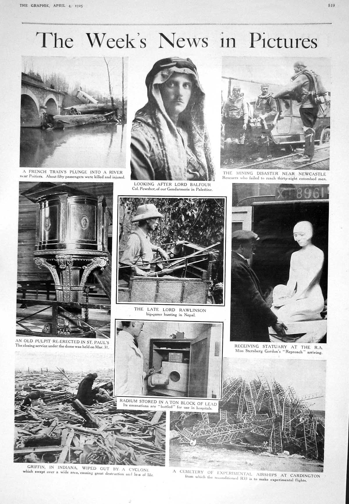 Old 1925 Col. Pewsher Train Crash Lord Rawlinson Griffin Indiana Cycl 20th