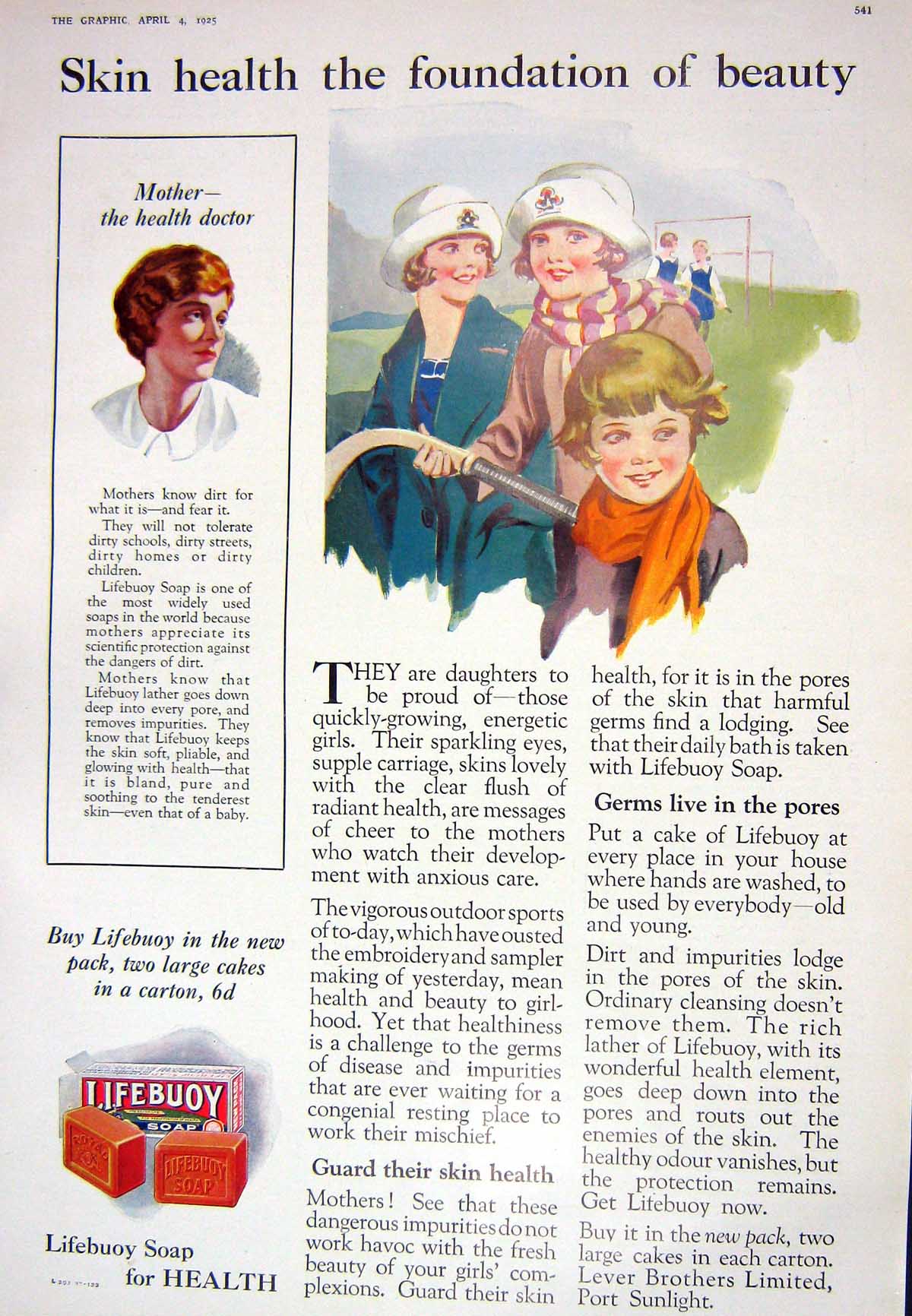 Old Print 1925 Lifebuoy Soap Ladies Fashion Dresses Machinka Crepe Chine 20th