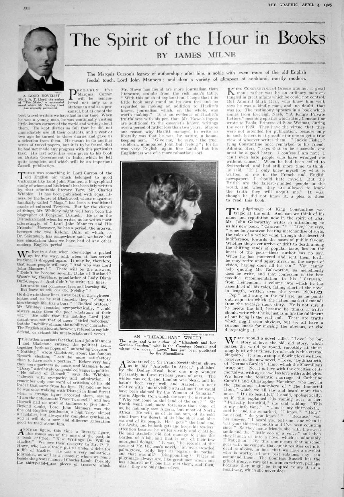 Old Print 1925 Lloyd Novelist Countess Russell Berger Paints Panyan Greys 20th