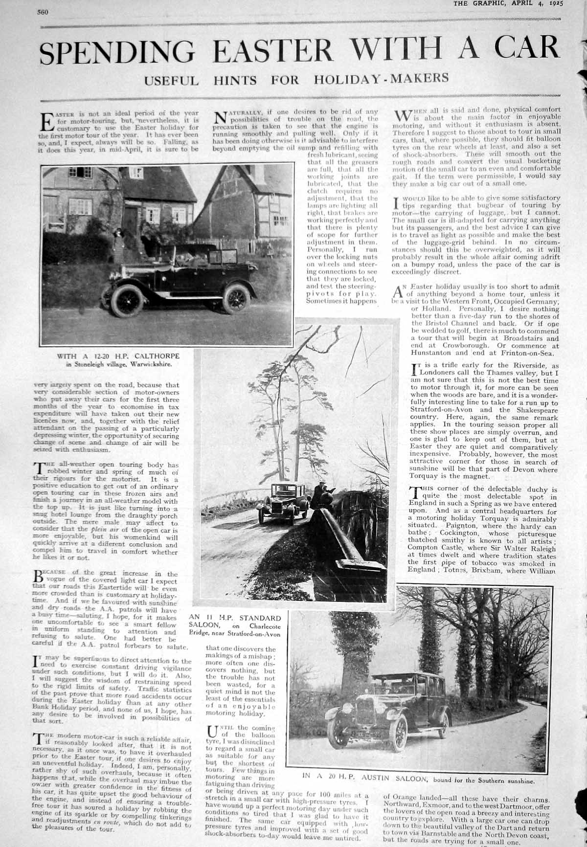 Antique Print 1925 Calthorpe Motor Car Austin Saloon Standard Fountain Pen 20th