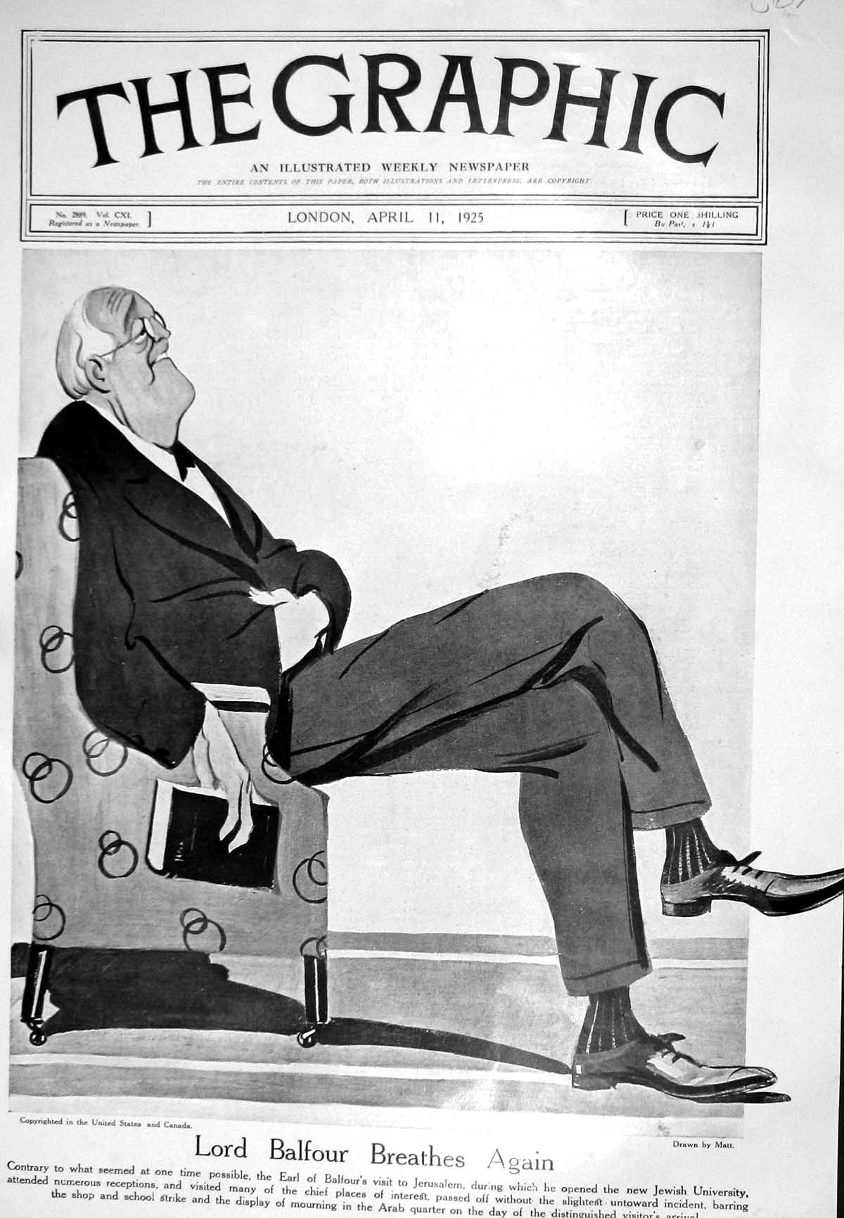 Old 1925 Cartoon Lord Balfour R33 Airship Cardington Loch Enaich Ice 20th