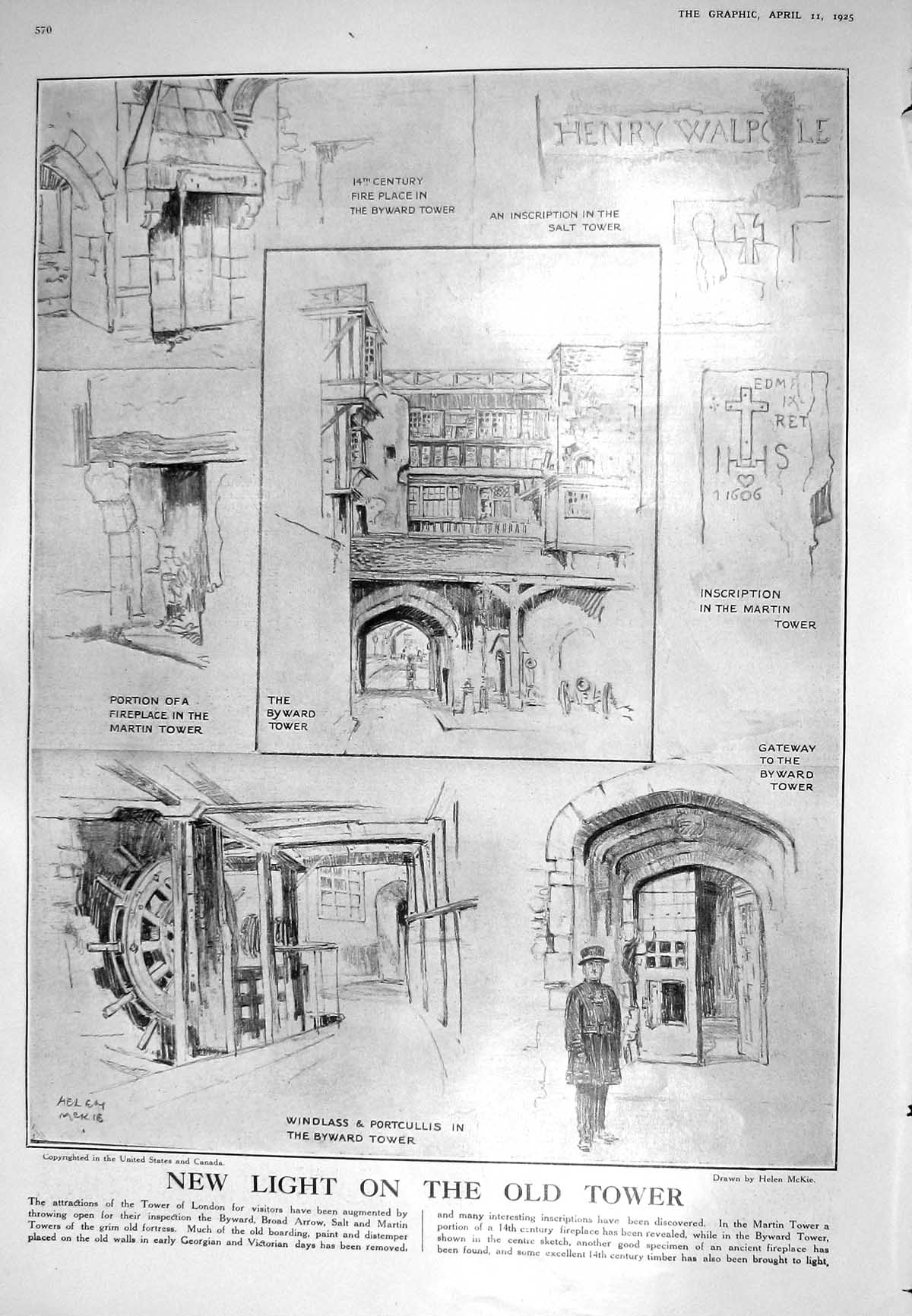 Old 1925 Byward Tower Martin London Portcullis Jerusalem Beach Accra 20th