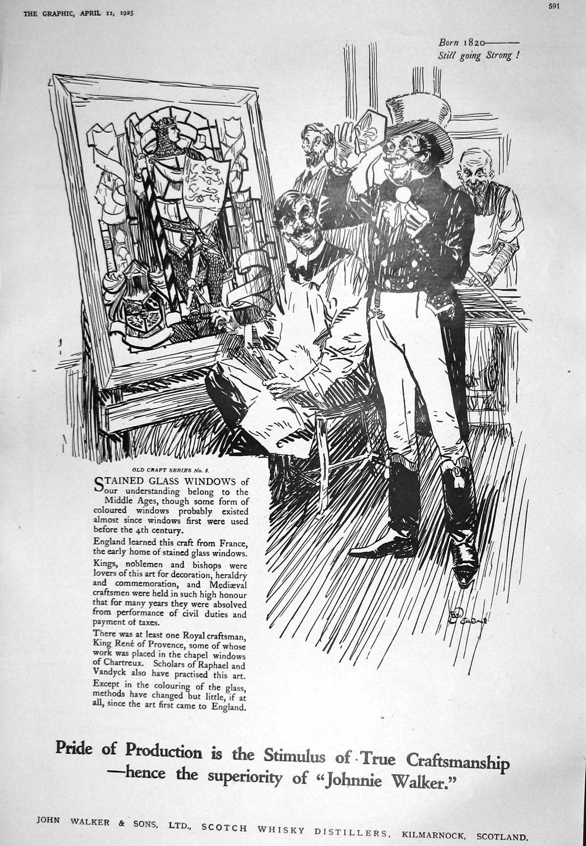 Antique Print 1925 John Walker Scotch Whisky Distillers Kilmarnock Scotland
