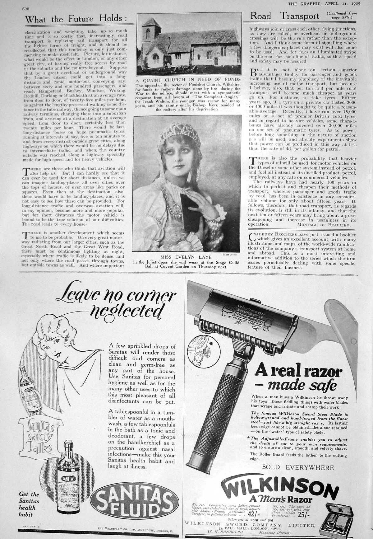 Old 1925 Evelyn Laye Poulshot Church Wilkinson Razor Sanitas Piano Pi 20th