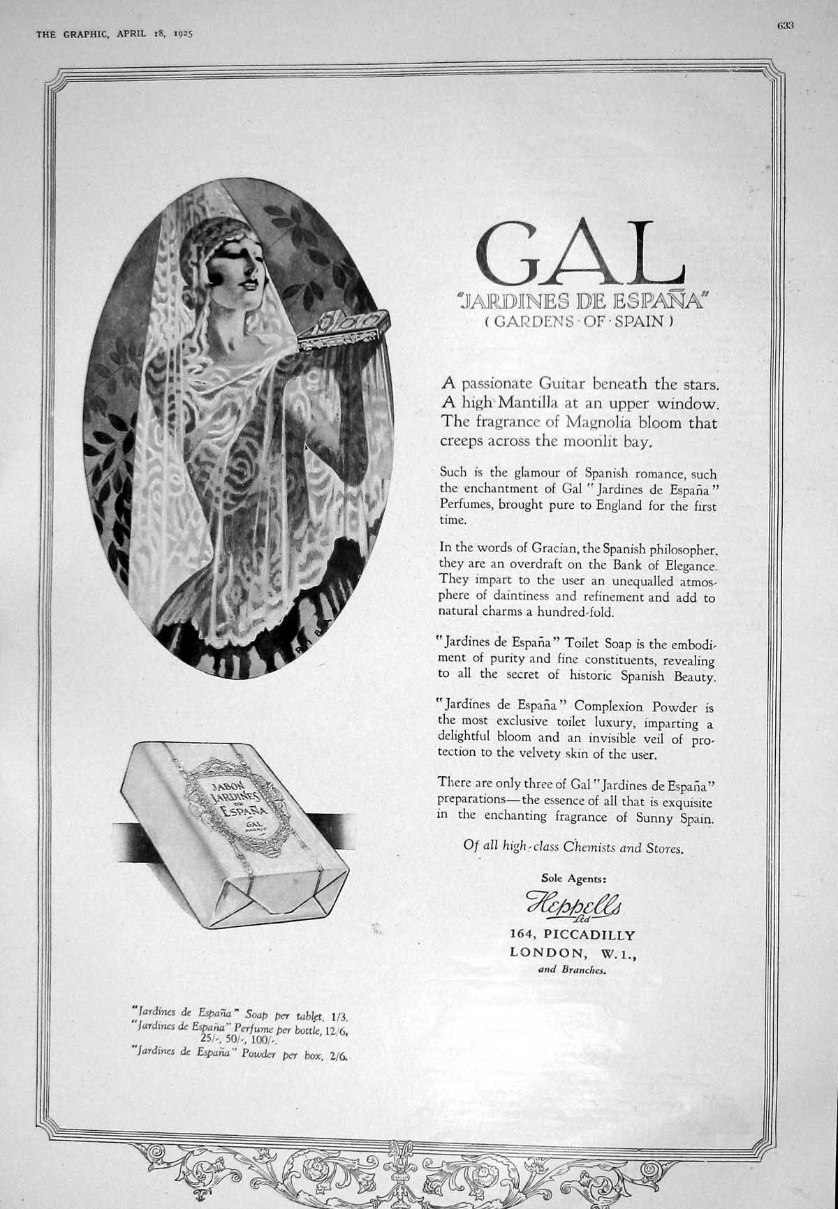 Old Print 1925 Gal Jardines Espana Soap Kaye-Smith Seymour Vaughan Author 20th