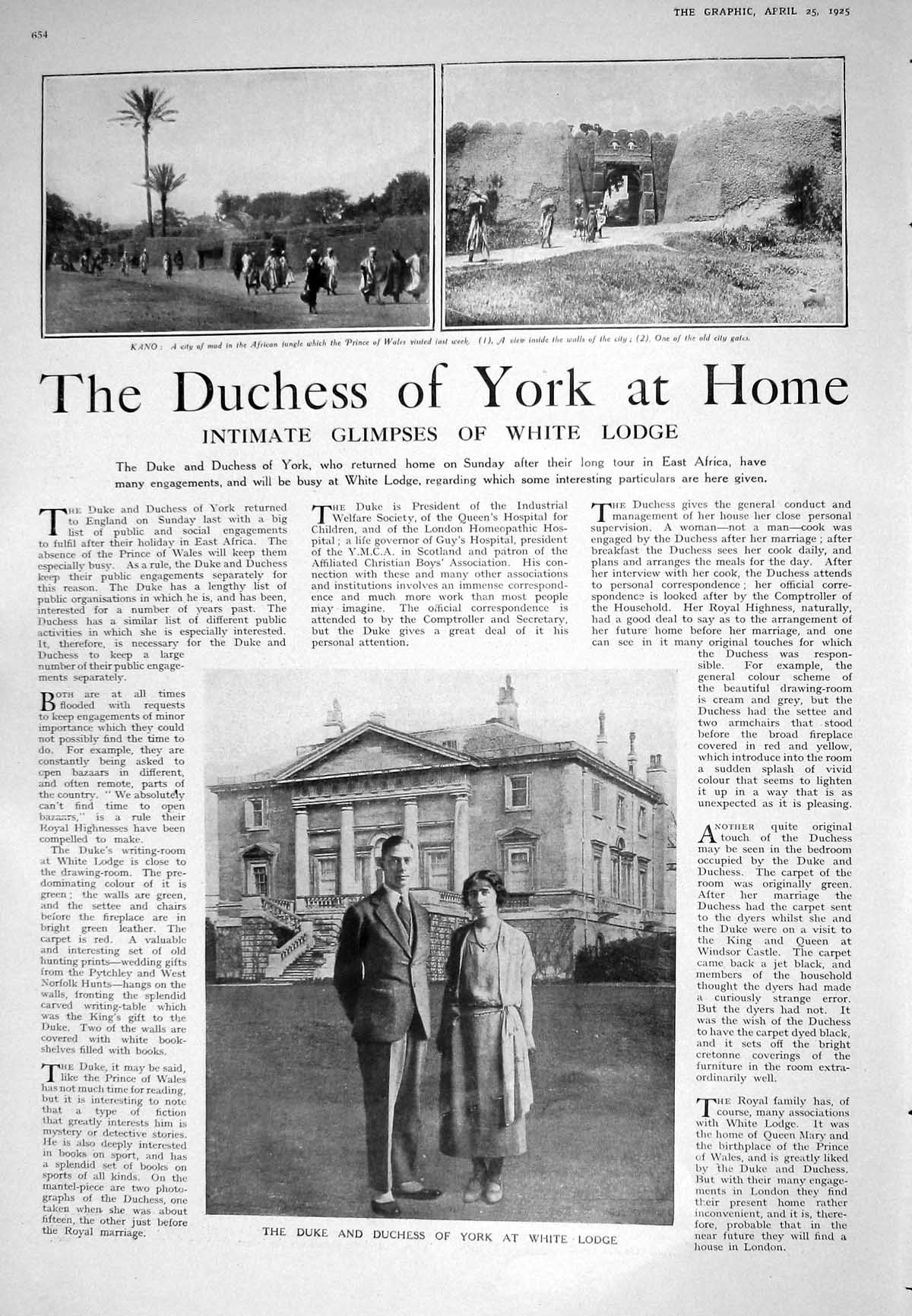 Old 1925 Duke York White Lodge Kano Africa Jungle Poincare Switzerlan 20th
