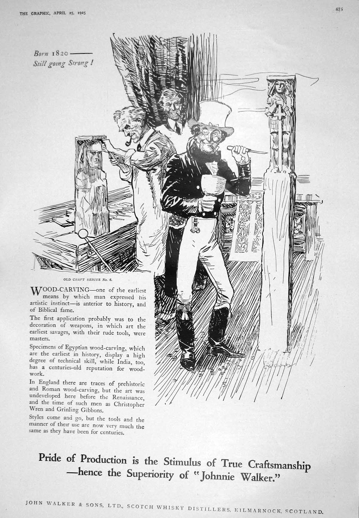 Old 1925 Advertisement John Walker Scotch Whisky Furniture Woman'S Wi 20th