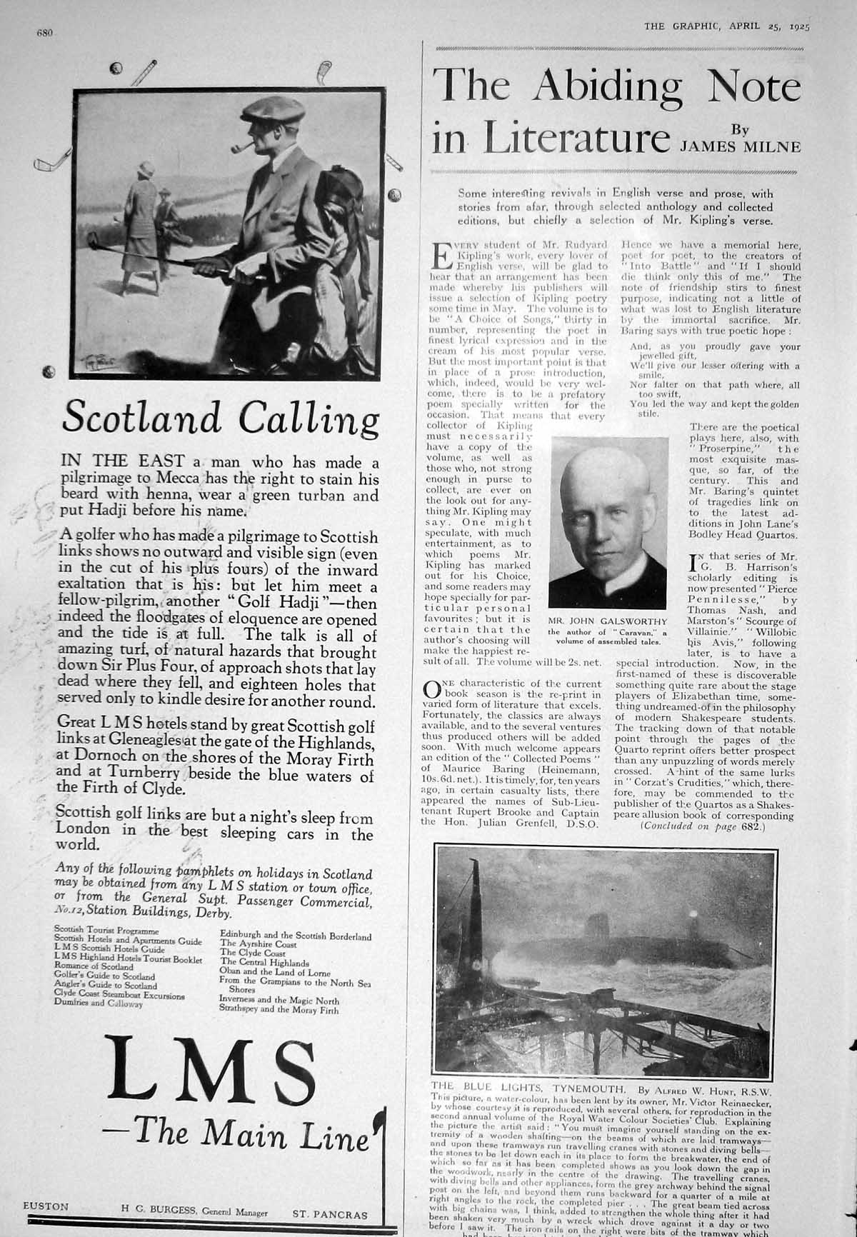 Old 1925 John Galsworthy Lms Railway Tynemouth James Buchanan Scotch 20th