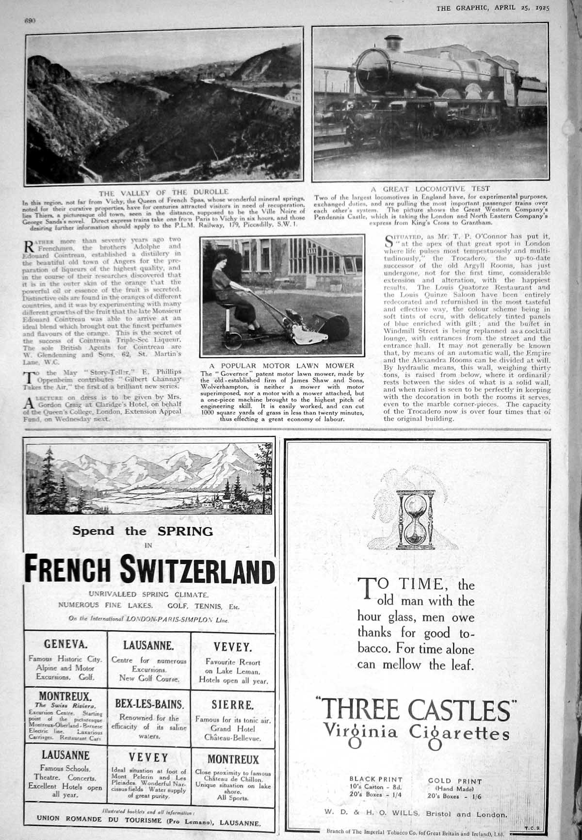 Antique Old Print 1925 Valley Durolle Train Governor Motor Lawn Mower Mappin